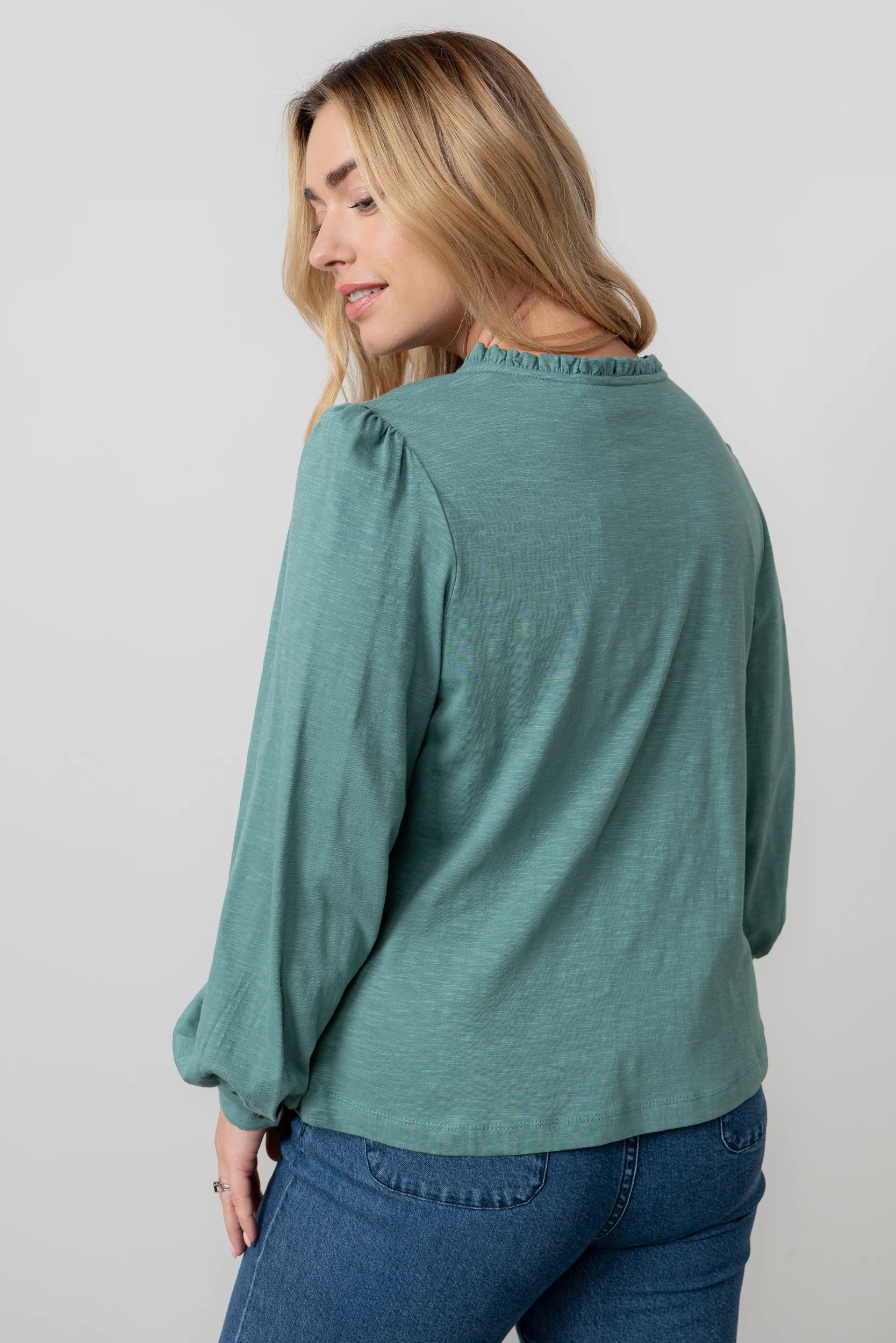 Luna Organic Cotton Blouse Sea Mist - Image 4