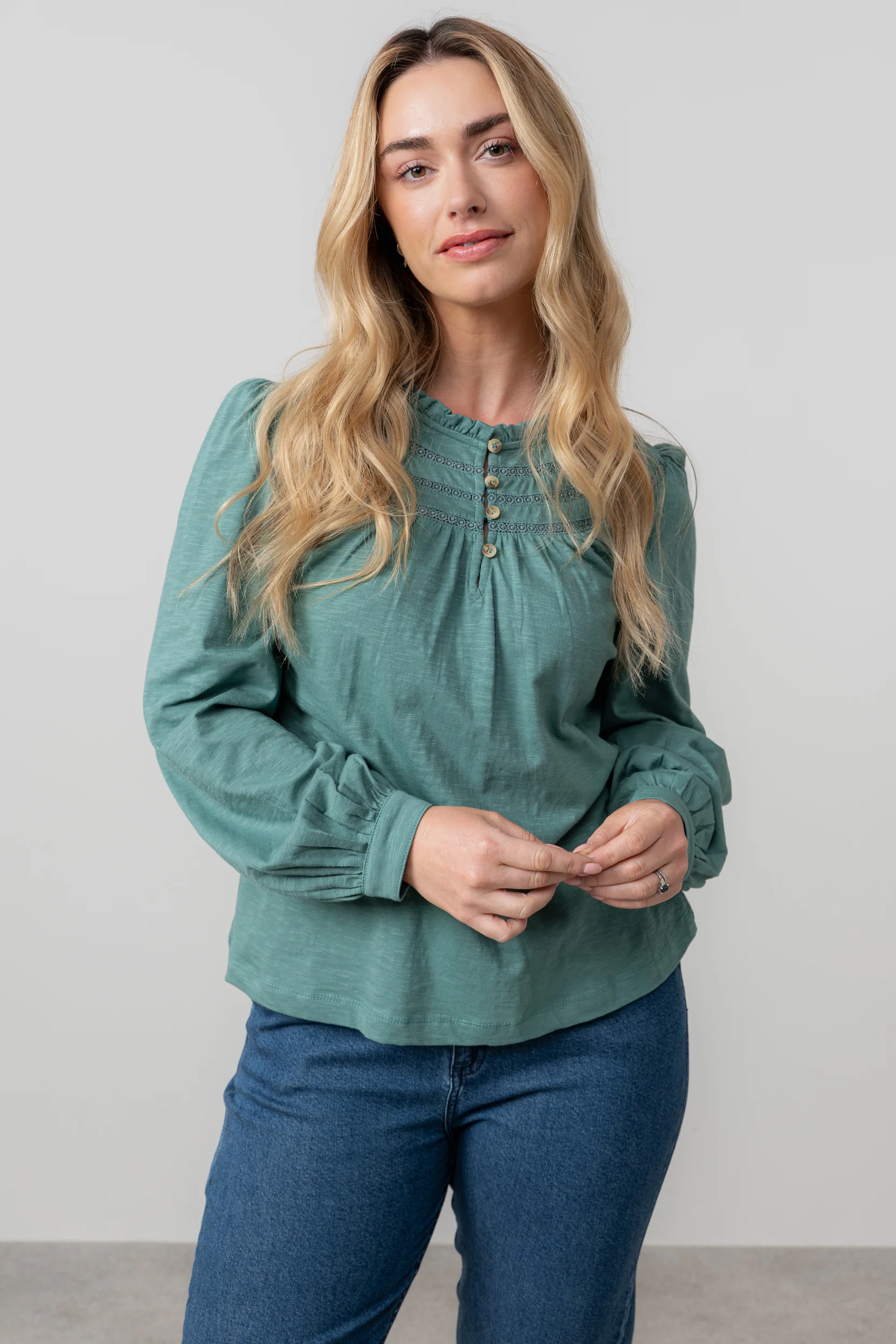 Luna Organic Cotton Blouse Sea Mist - Image 5