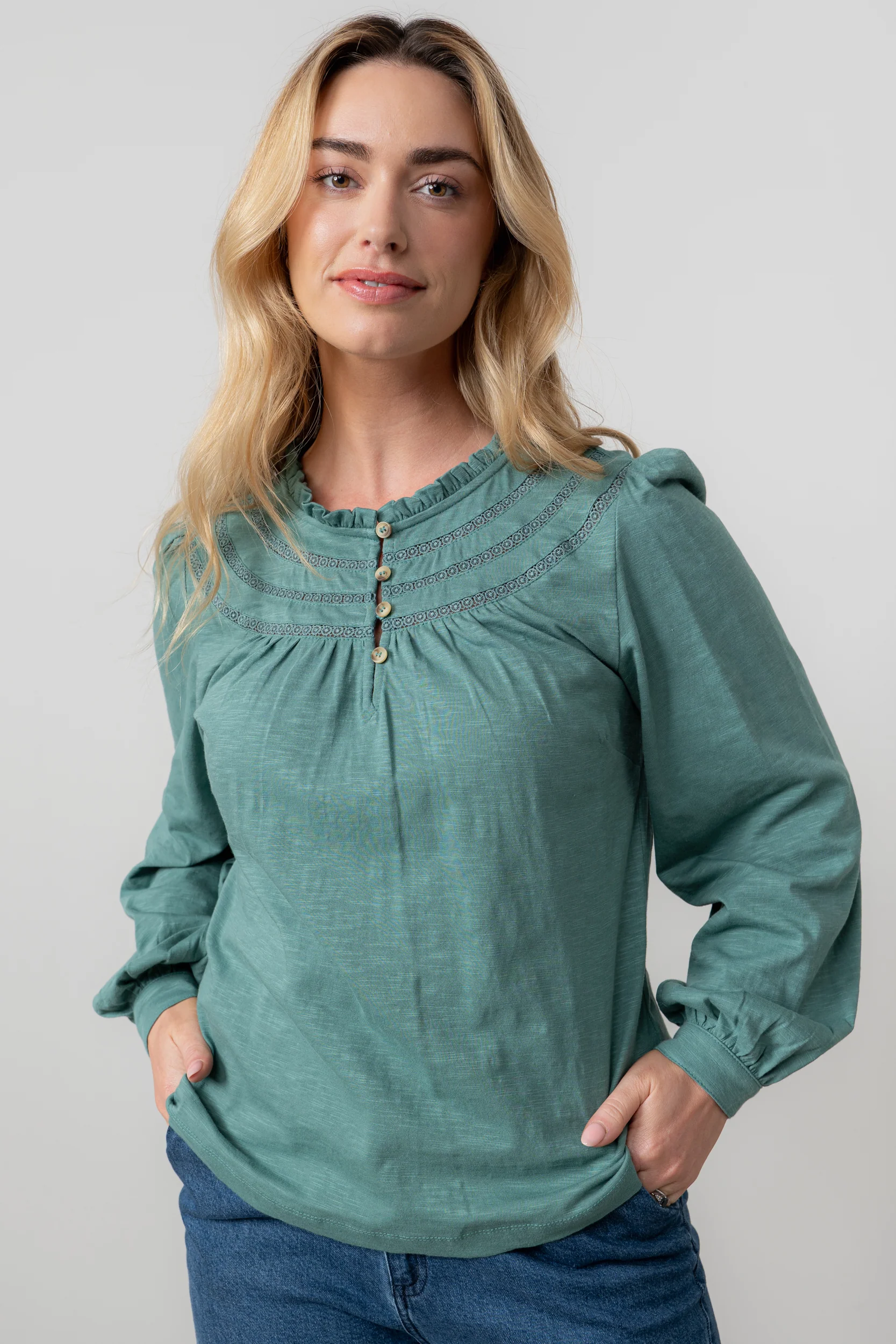 Luna Organic Cotton Blouse Sea Mist - Image 8