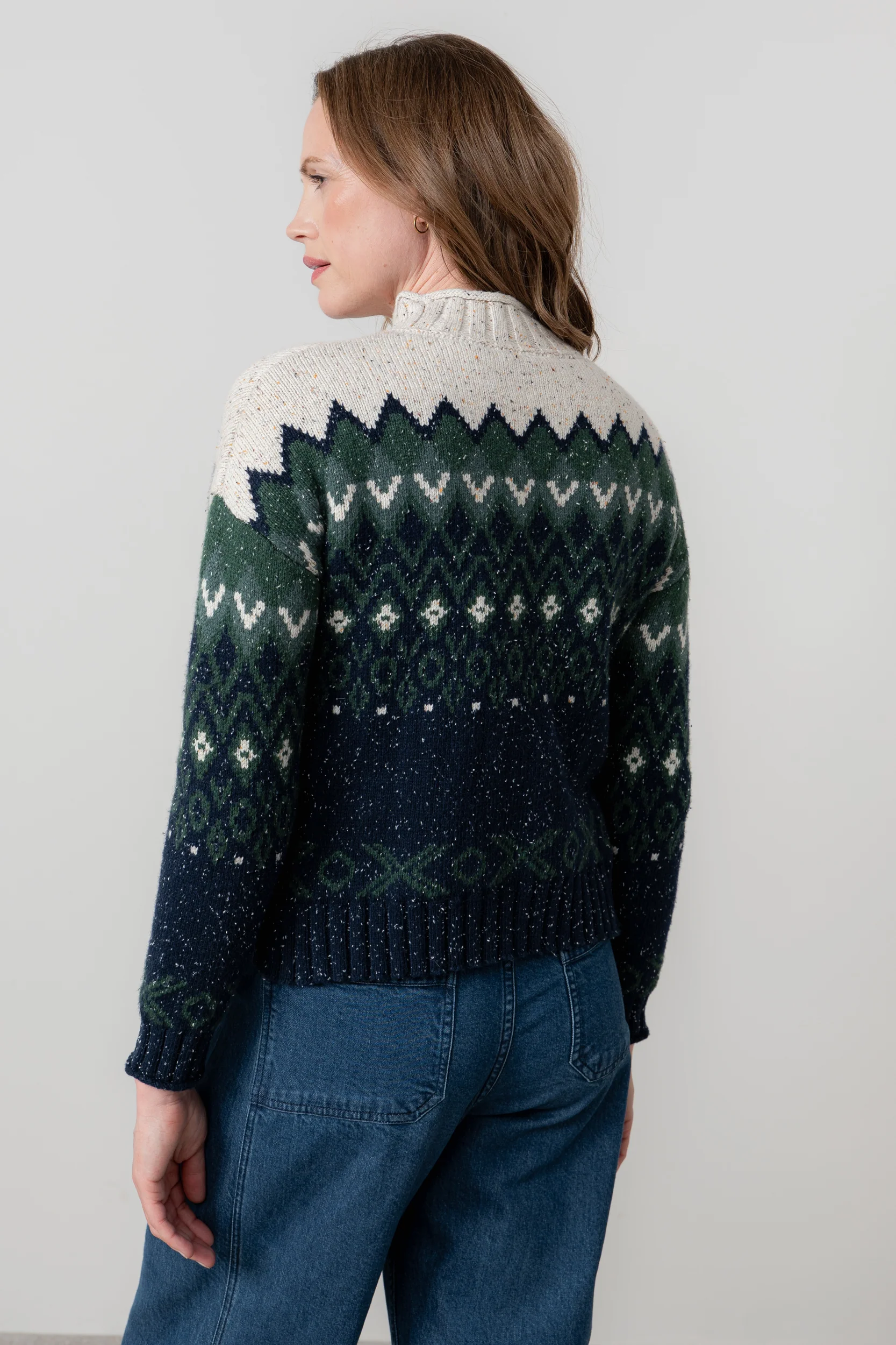 Maeve Fair Isle High Neck Jumper Pine Green - Image 4