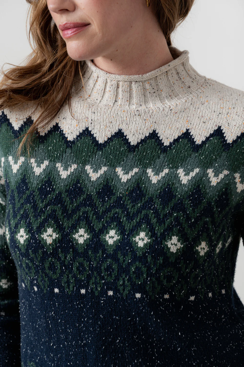 Maeve Fair Isle High Neck Jumper Pine Green - Image 5