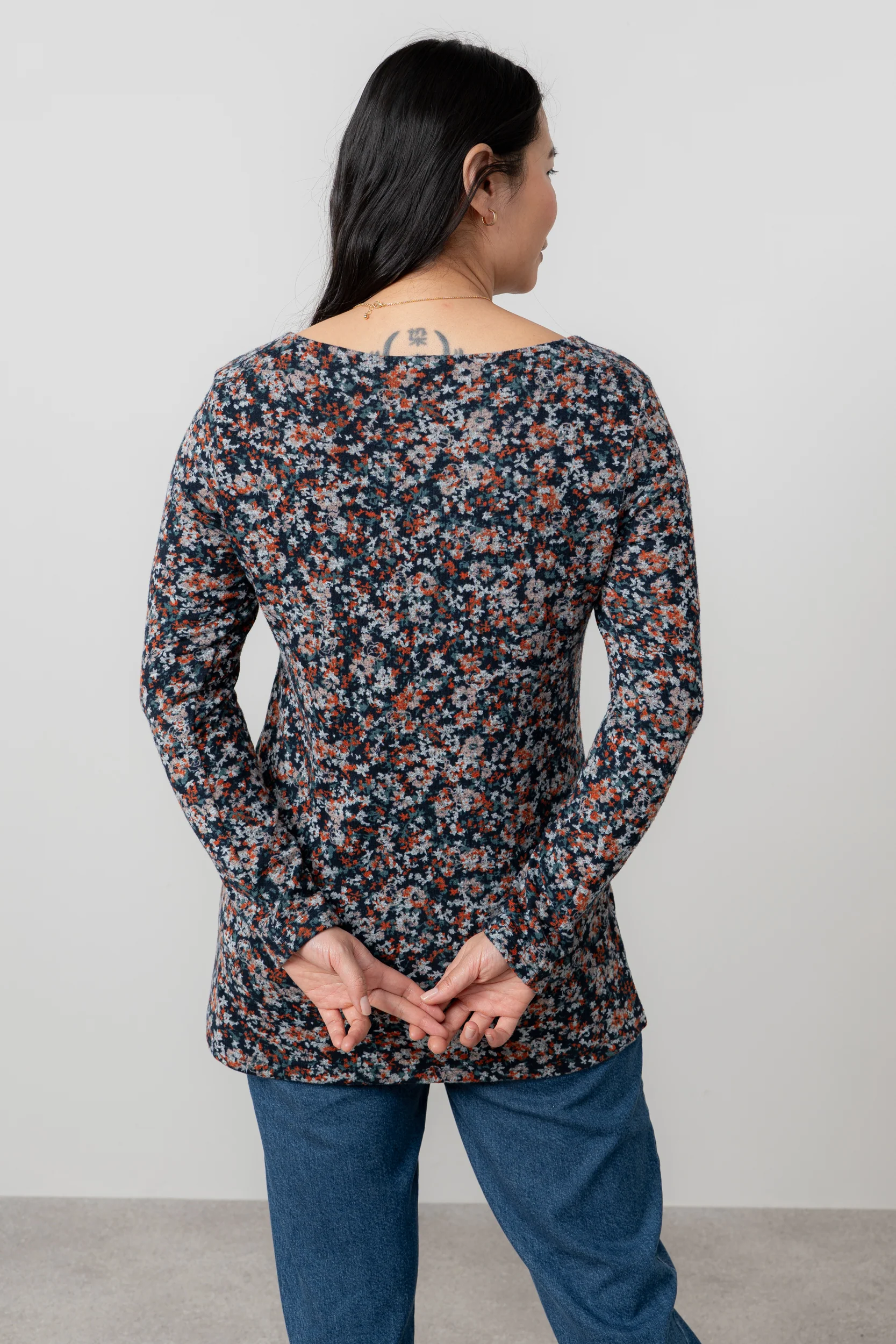 Maple Floral Print Brushed Knit Tunic Red - Image 4
