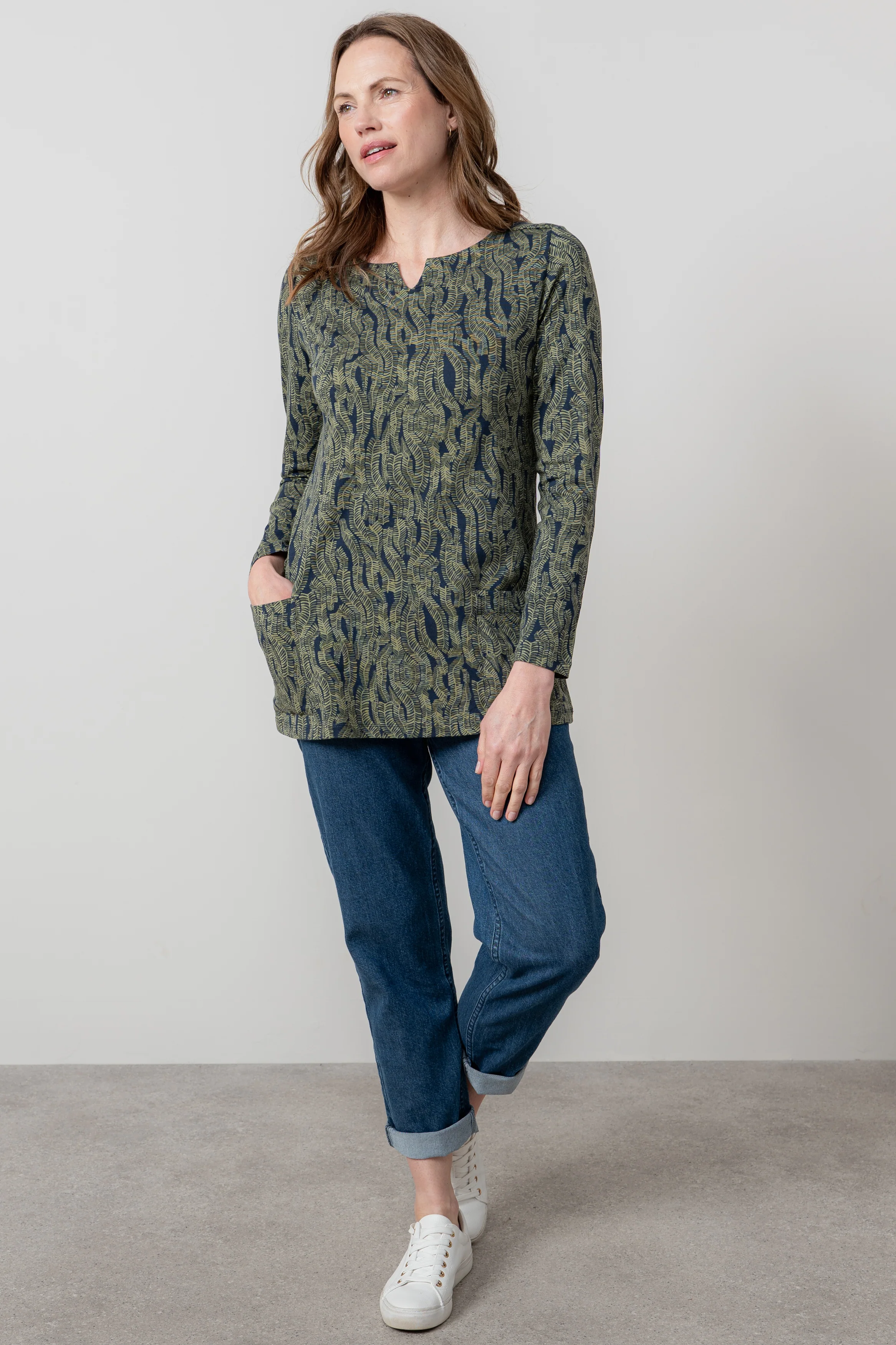 Maple Printed Cotton Jersey Tunic Navy - Image 3