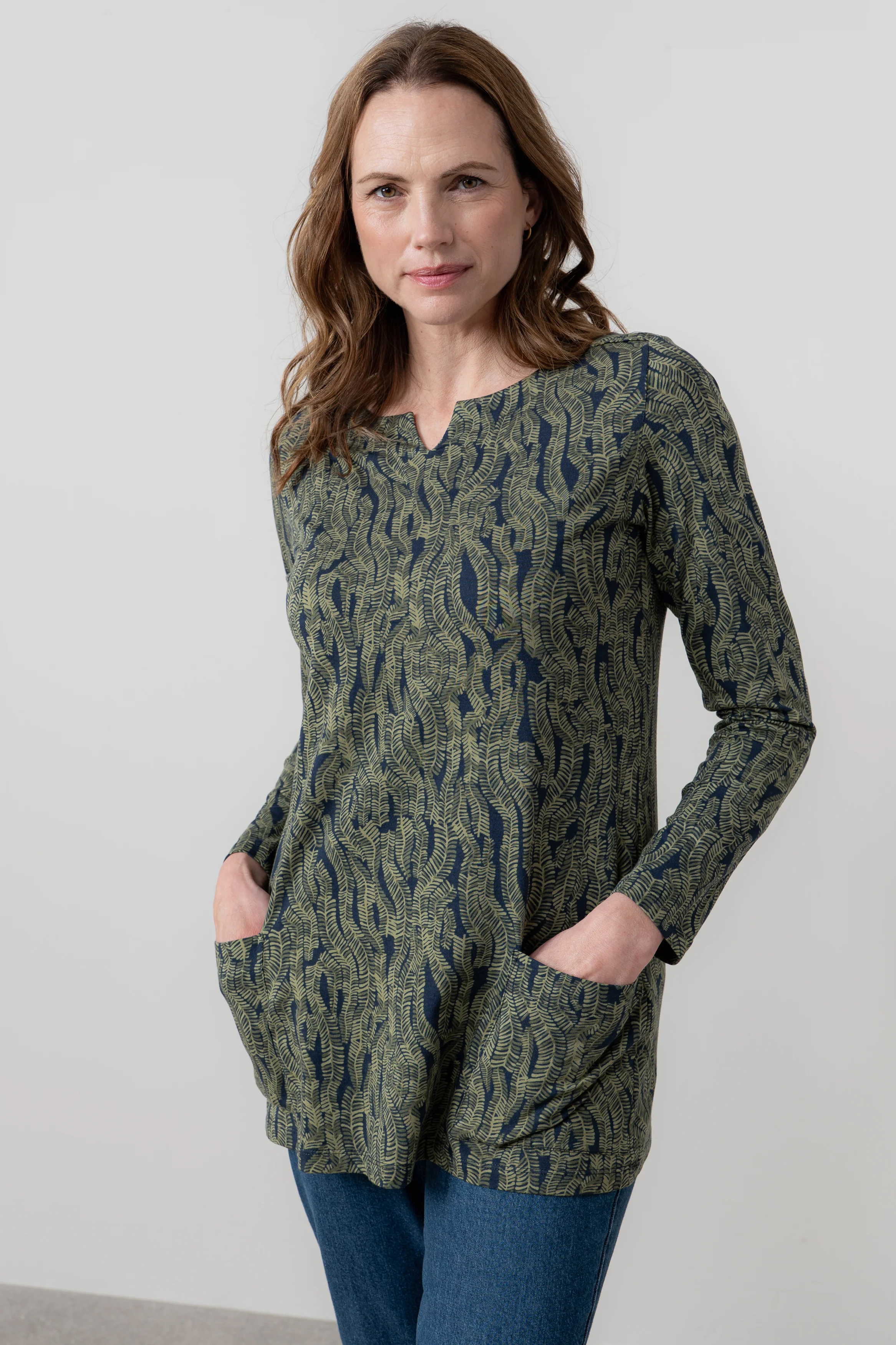 Maple Printed Cotton Jersey Tunic Navy - Image 5