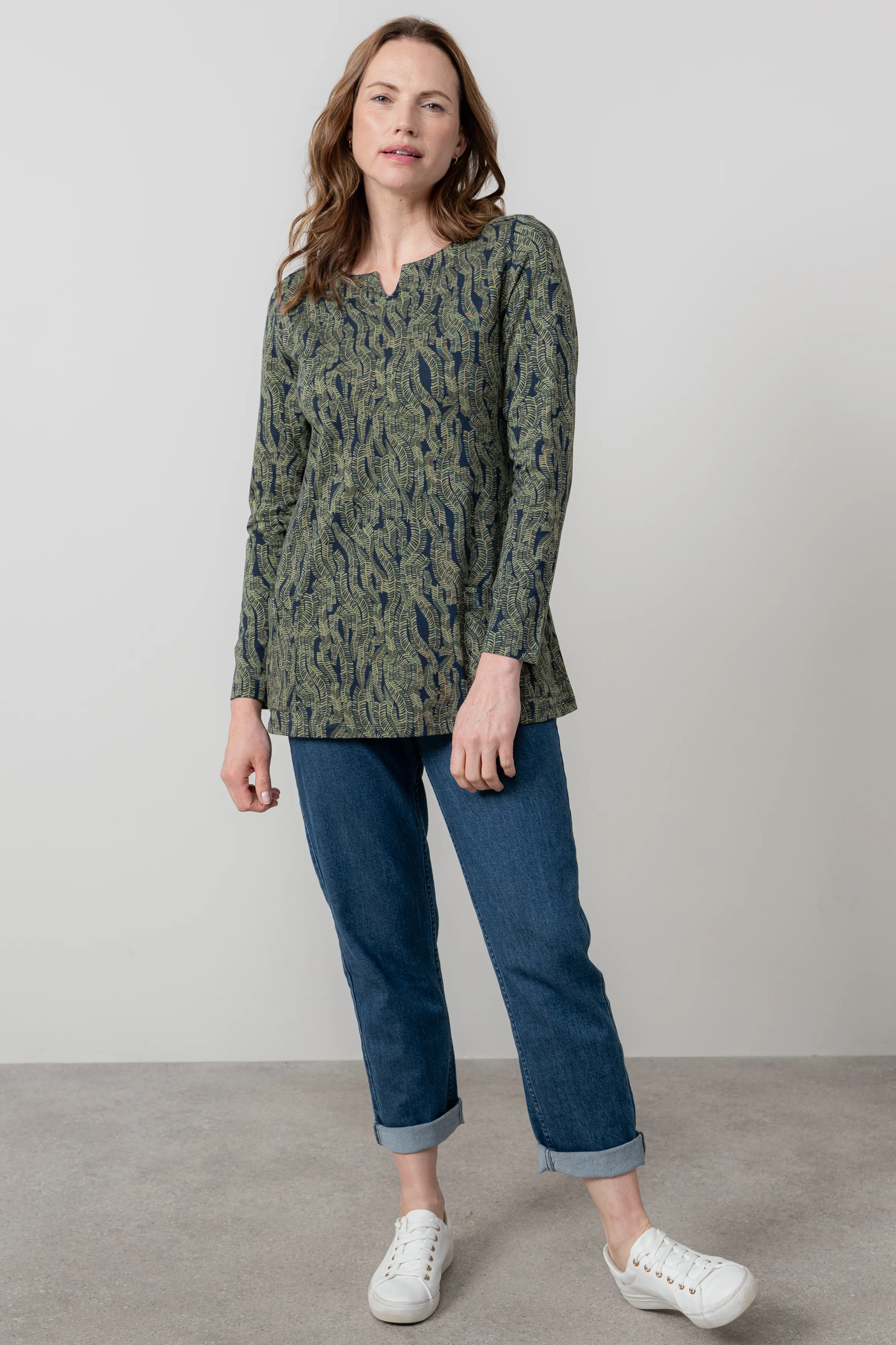Maple Printed Cotton Jersey Tunic Navy - Image 6