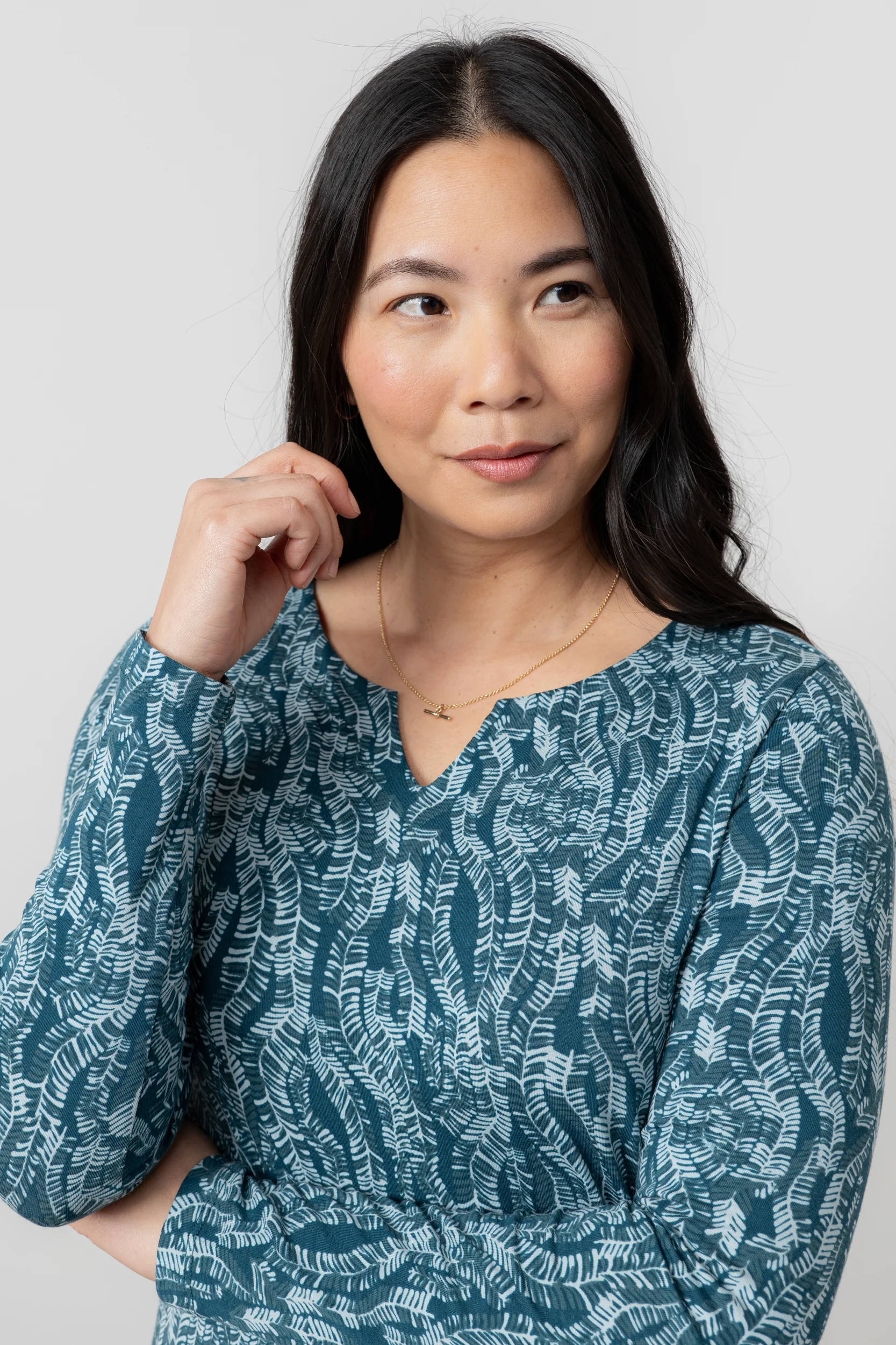 Maple Printed Cotton Jersey Tunic Petrol - Image 3