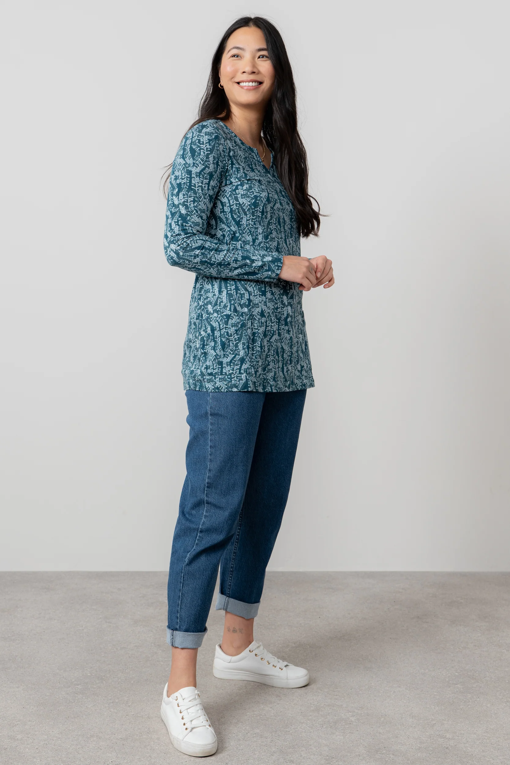 Maple Printed Cotton Jersey Tunic Petrol - Image 4