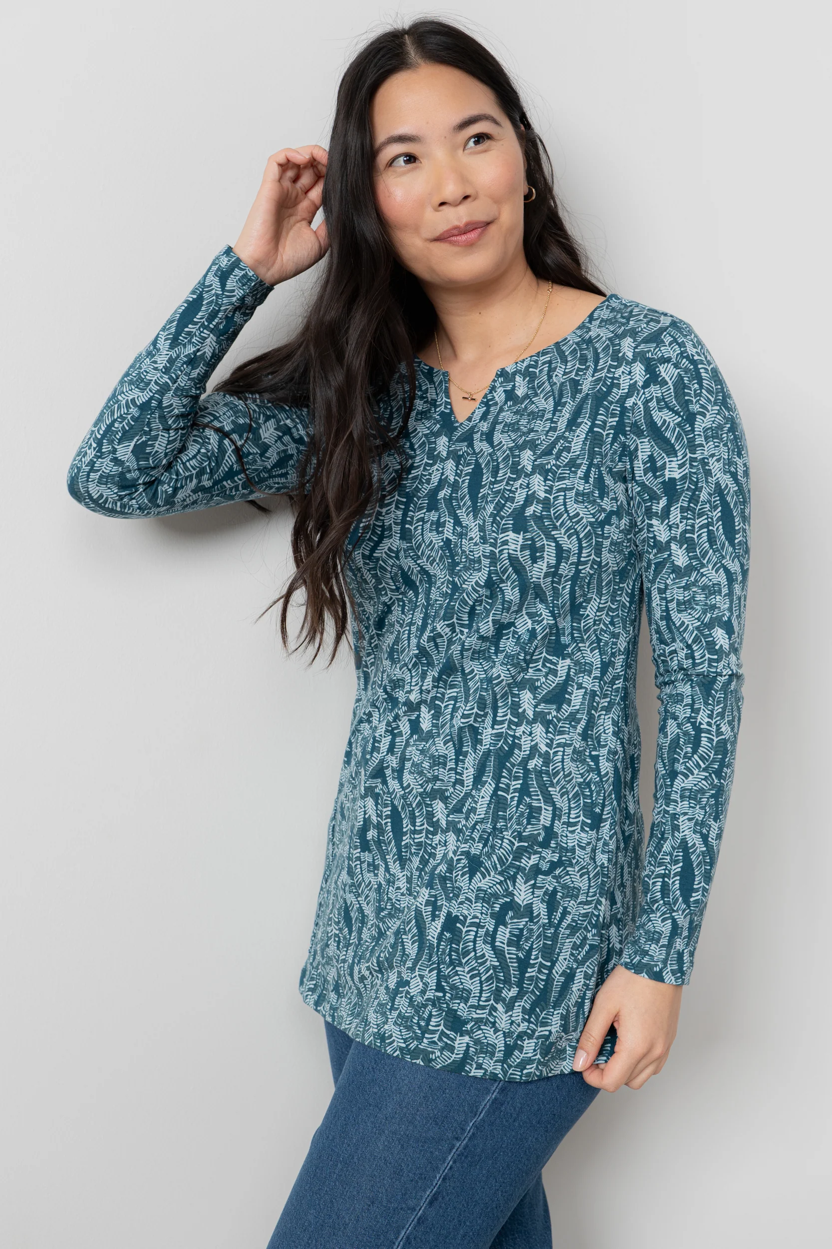 Maple Printed Cotton Jersey Tunic Petrol - Image 6