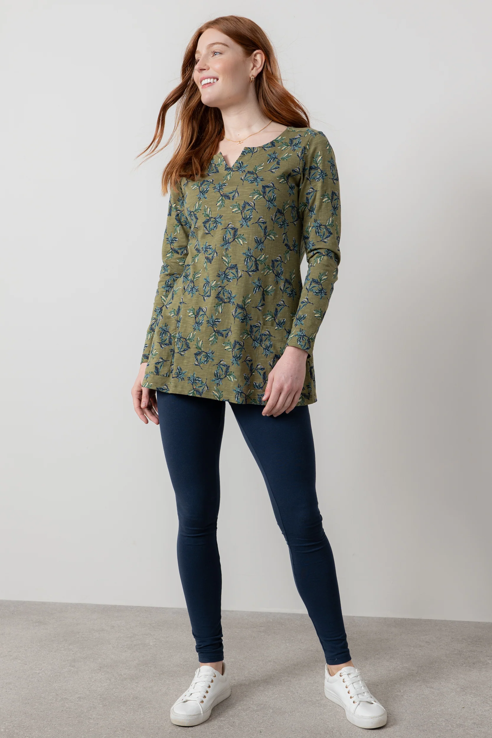 Maple Printed Organic Cotton Jersey Tunic Green - Image 3