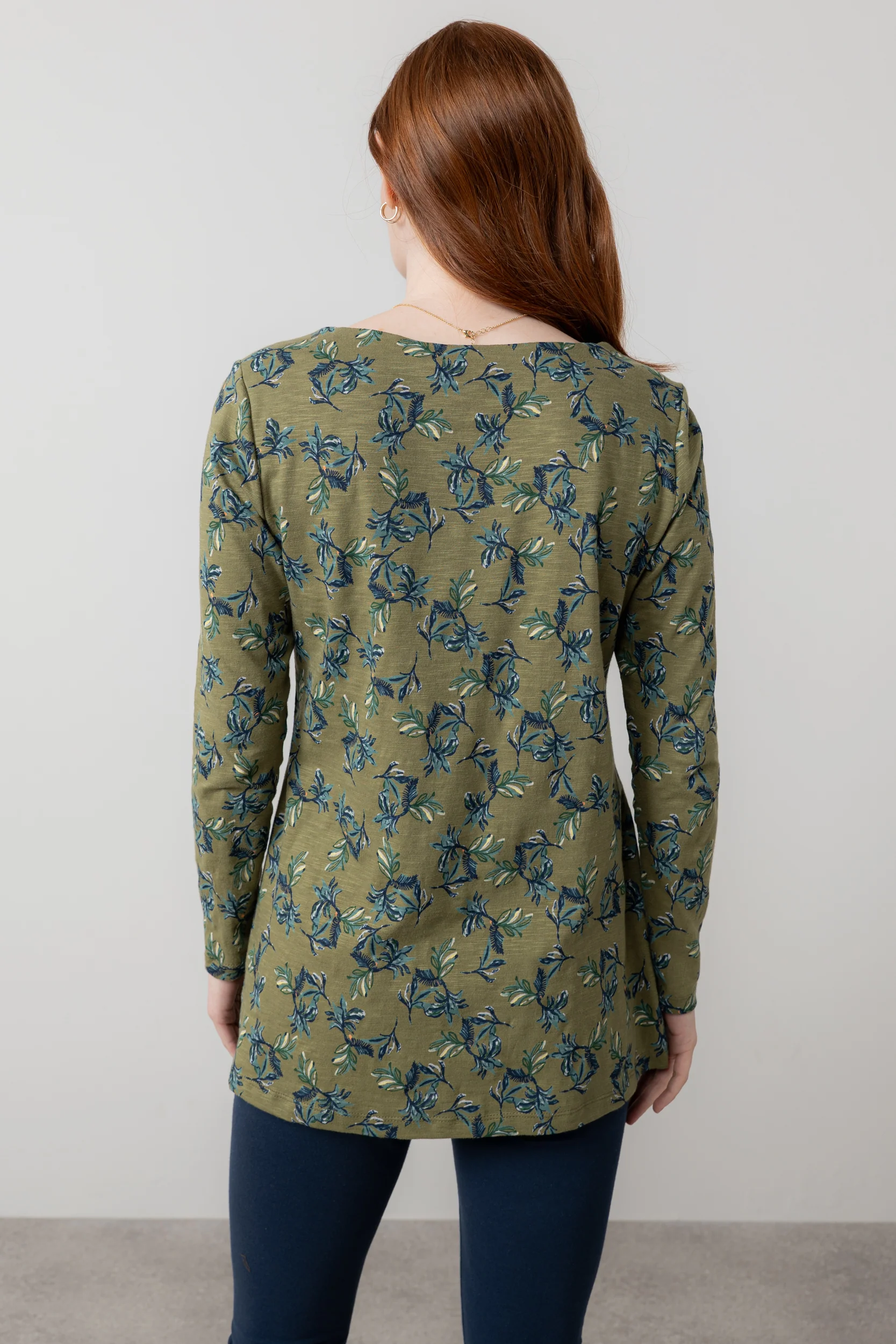 Maple Printed Organic Cotton Jersey Tunic Green - Image 4