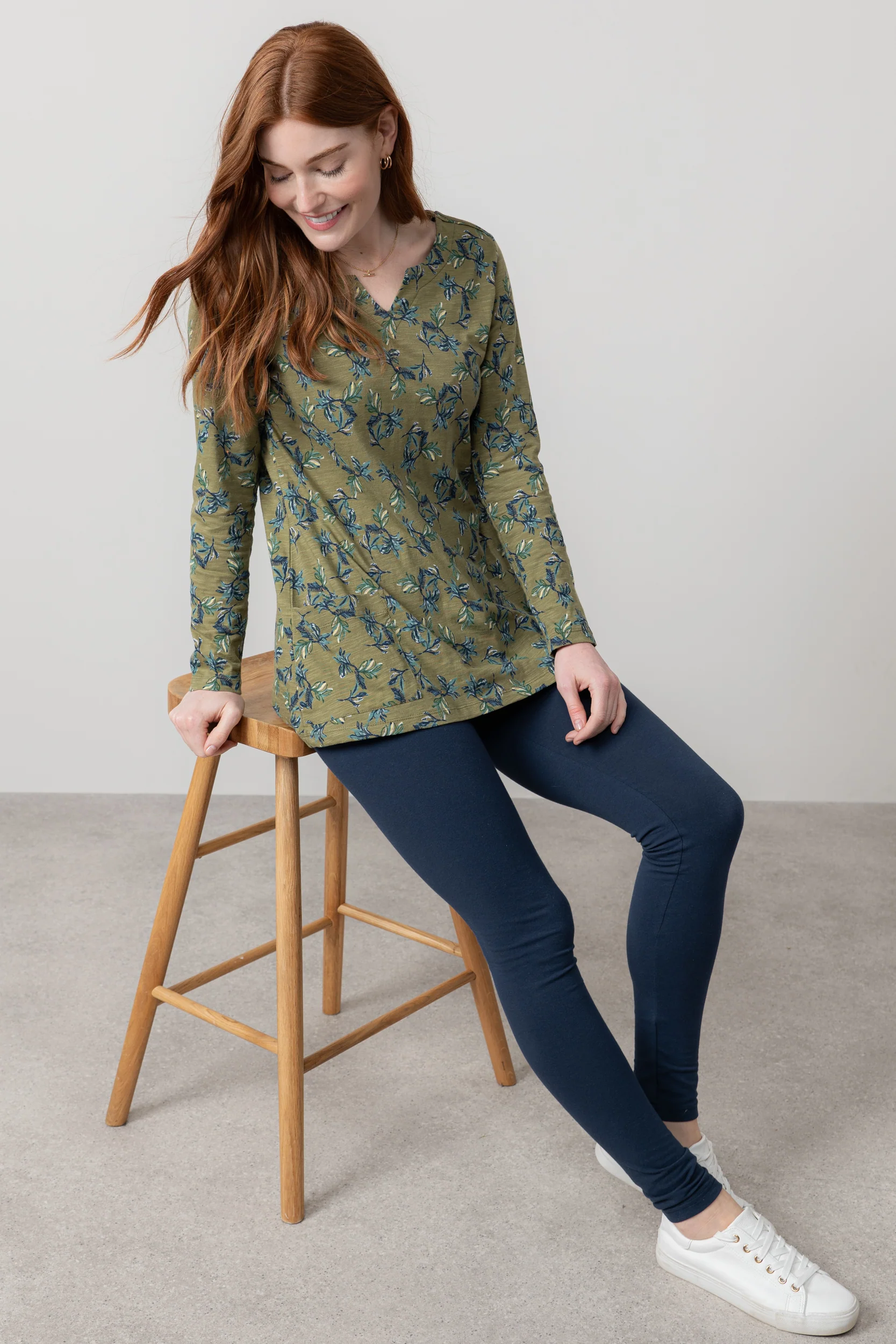 Maple Printed Organic Cotton Jersey Tunic Green - Image 5