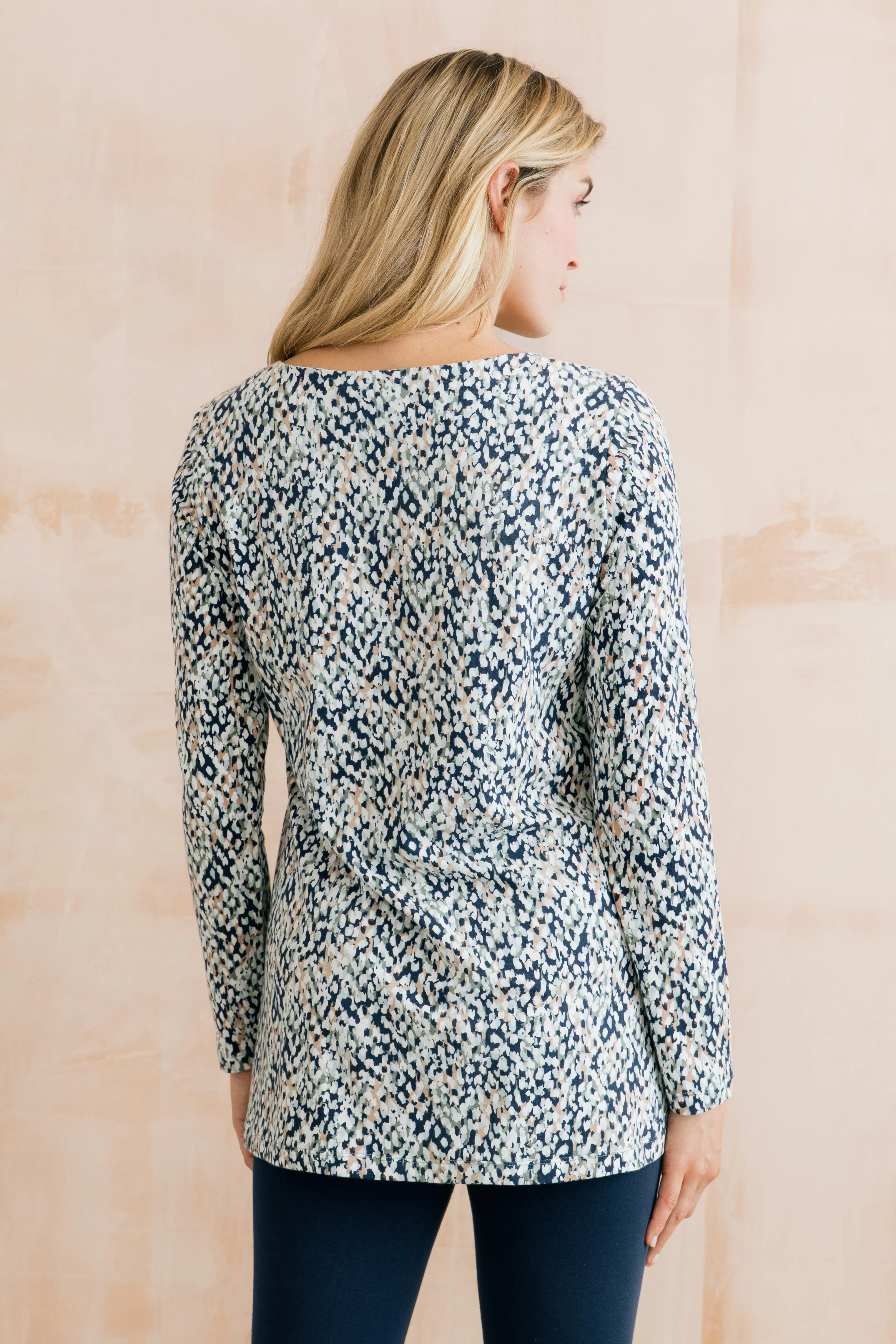 Maple Printed Organic Cotton Jersey Tunic Navy - Image 5