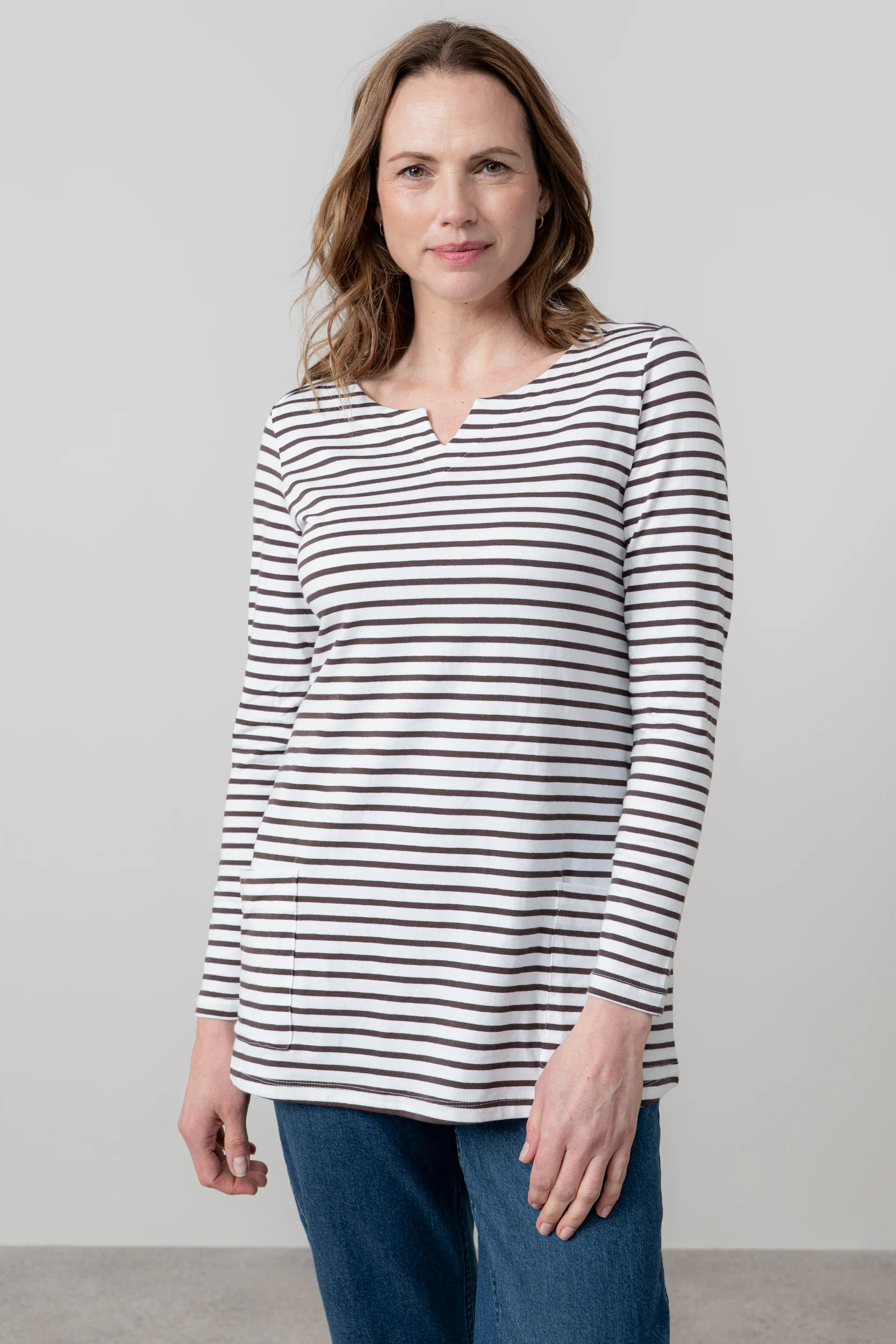 Maple Striped Jersey Tunic Chocolate - Image 3