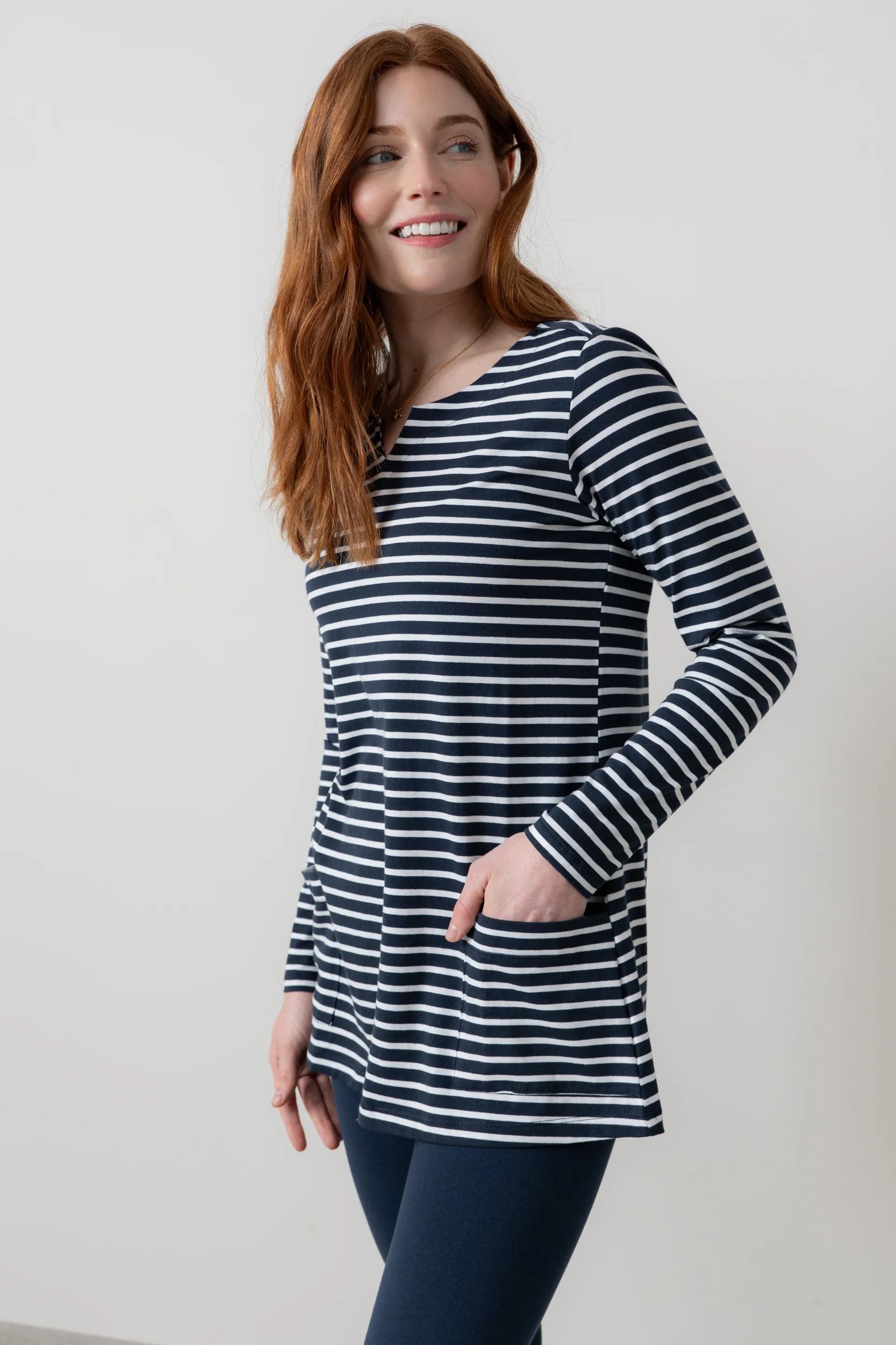 Maple Striped Jersey Tunic Navy - Image 3