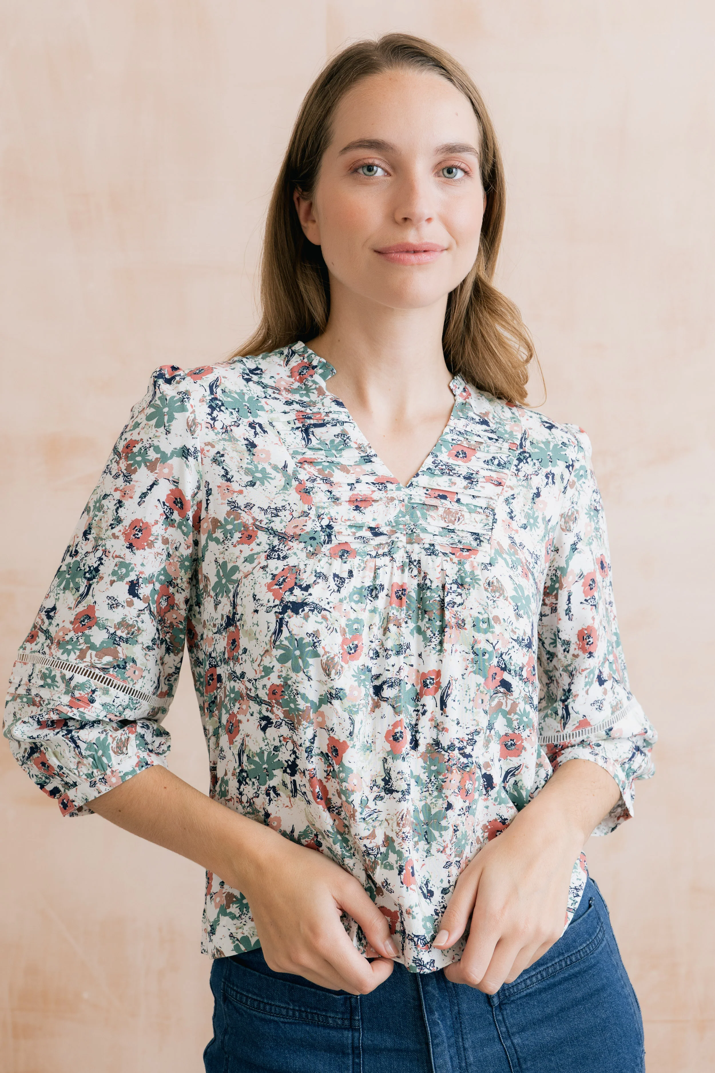Marie Printed Pintuck Blouse - Image 3