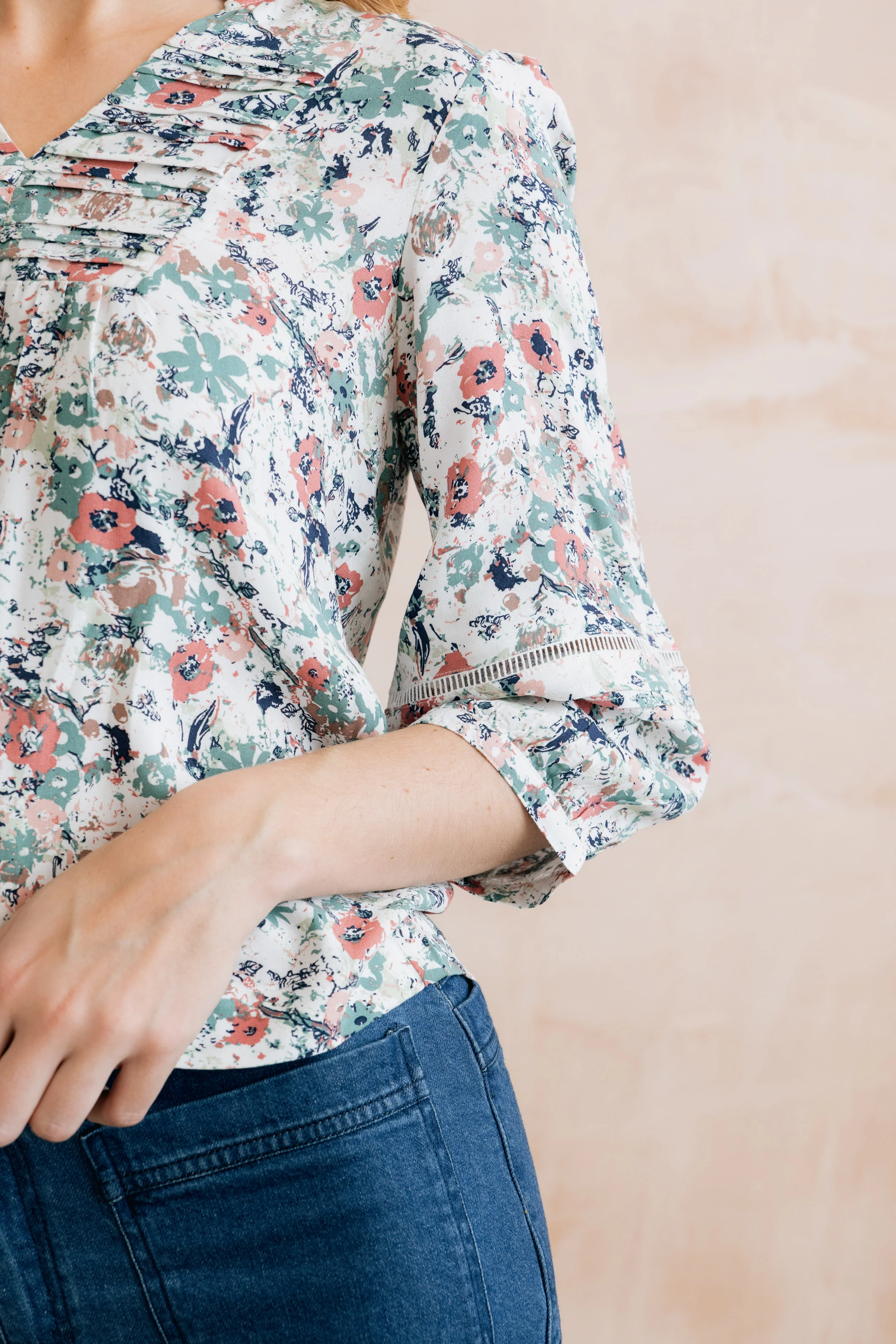 Marie Printed Pintuck Blouse - Image 5