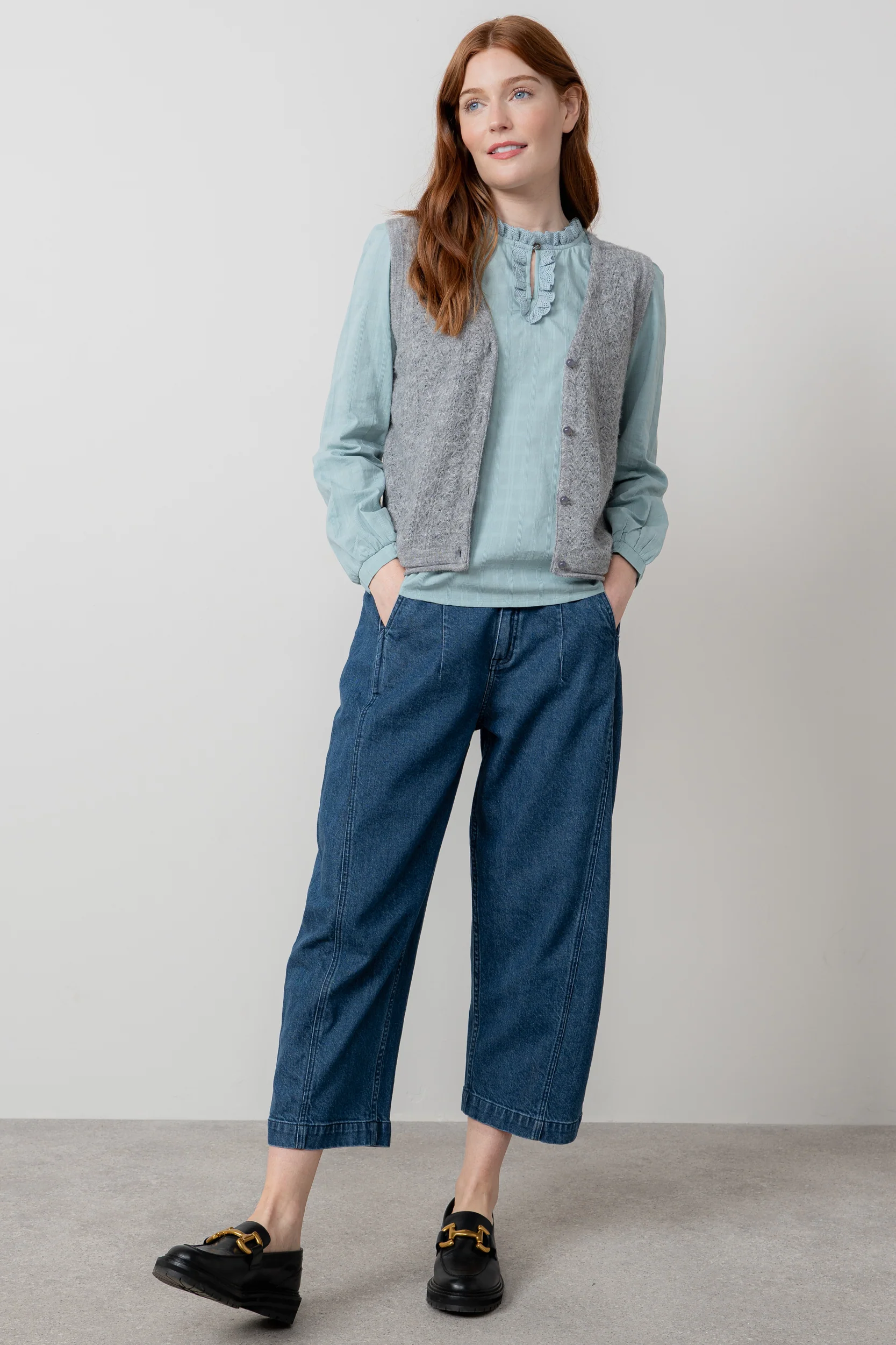 Marly Sleeveless Pointelle Knit Cardigan Grey - Image 5