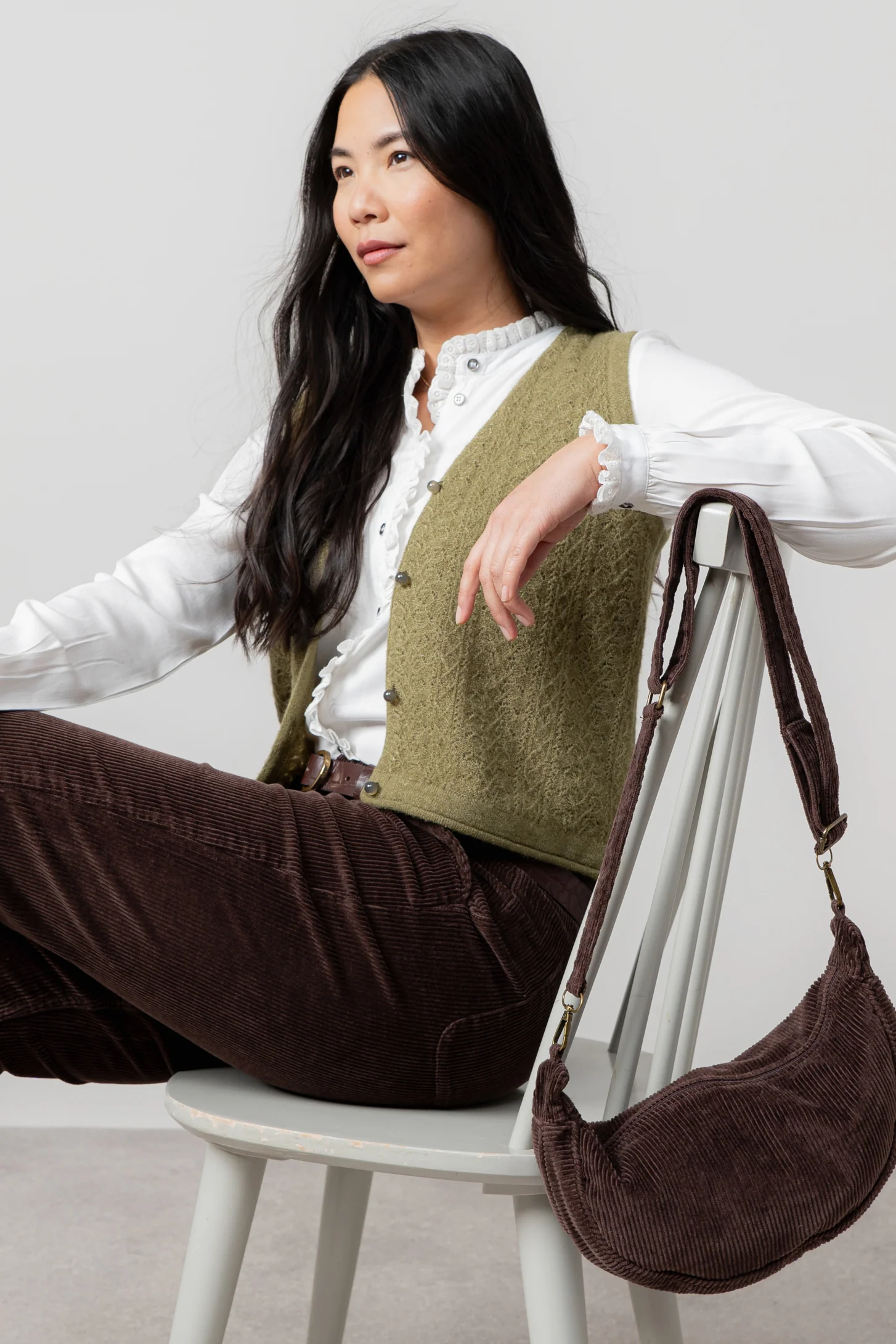 Marly Sleeveless Pointelle Knit Cardigan Moss - Image 6