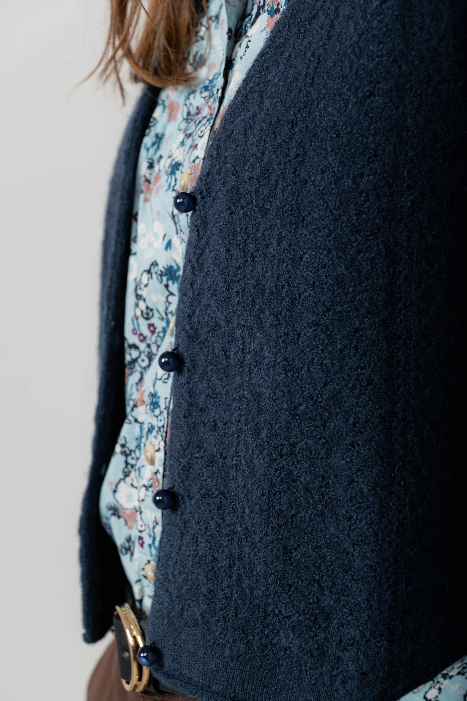 Marly Sleeveless Pointelle Knit Cardigan Navy - Image 5