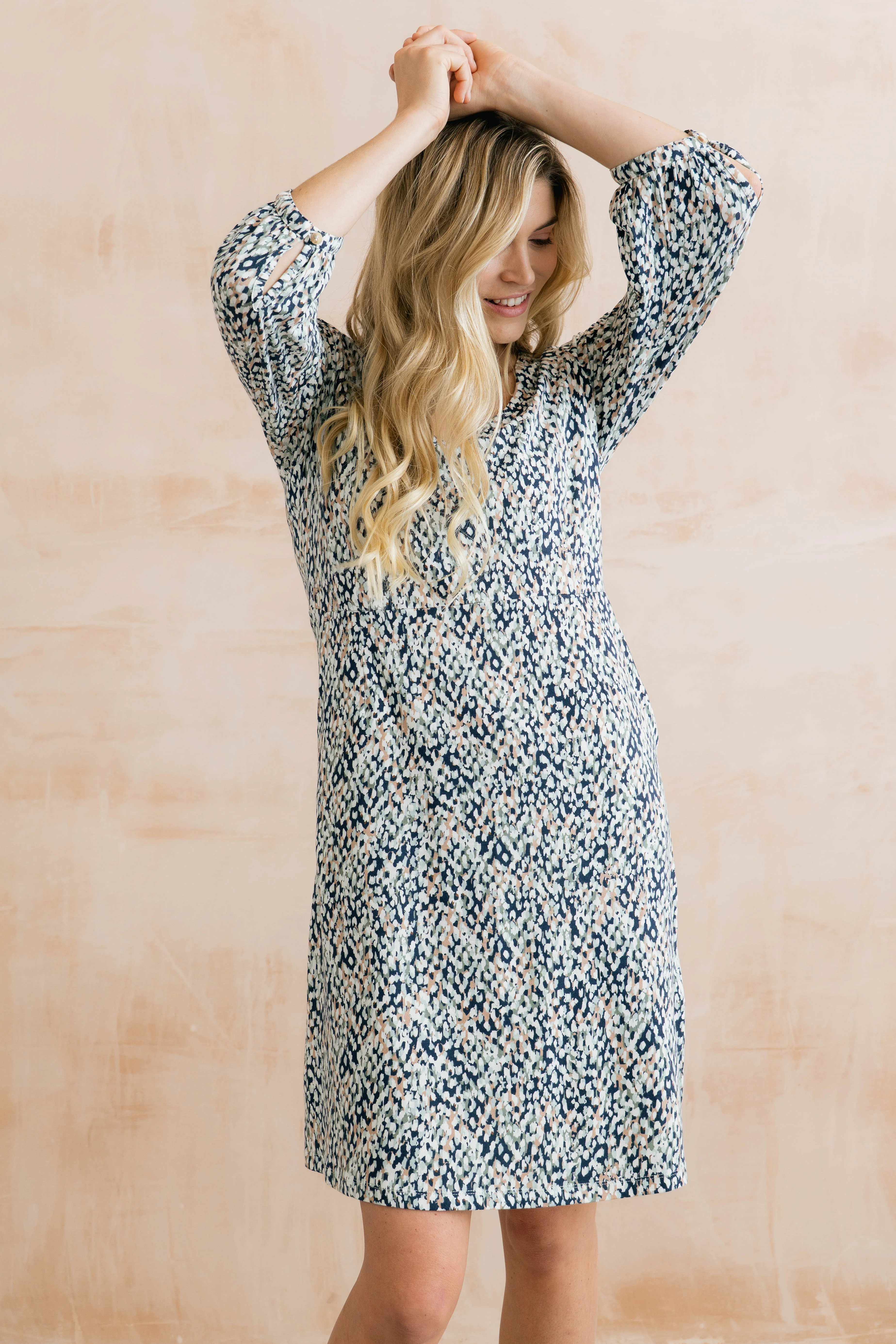 Meadow Printed Organic Cotton Jersey Dress Navy - Image 2