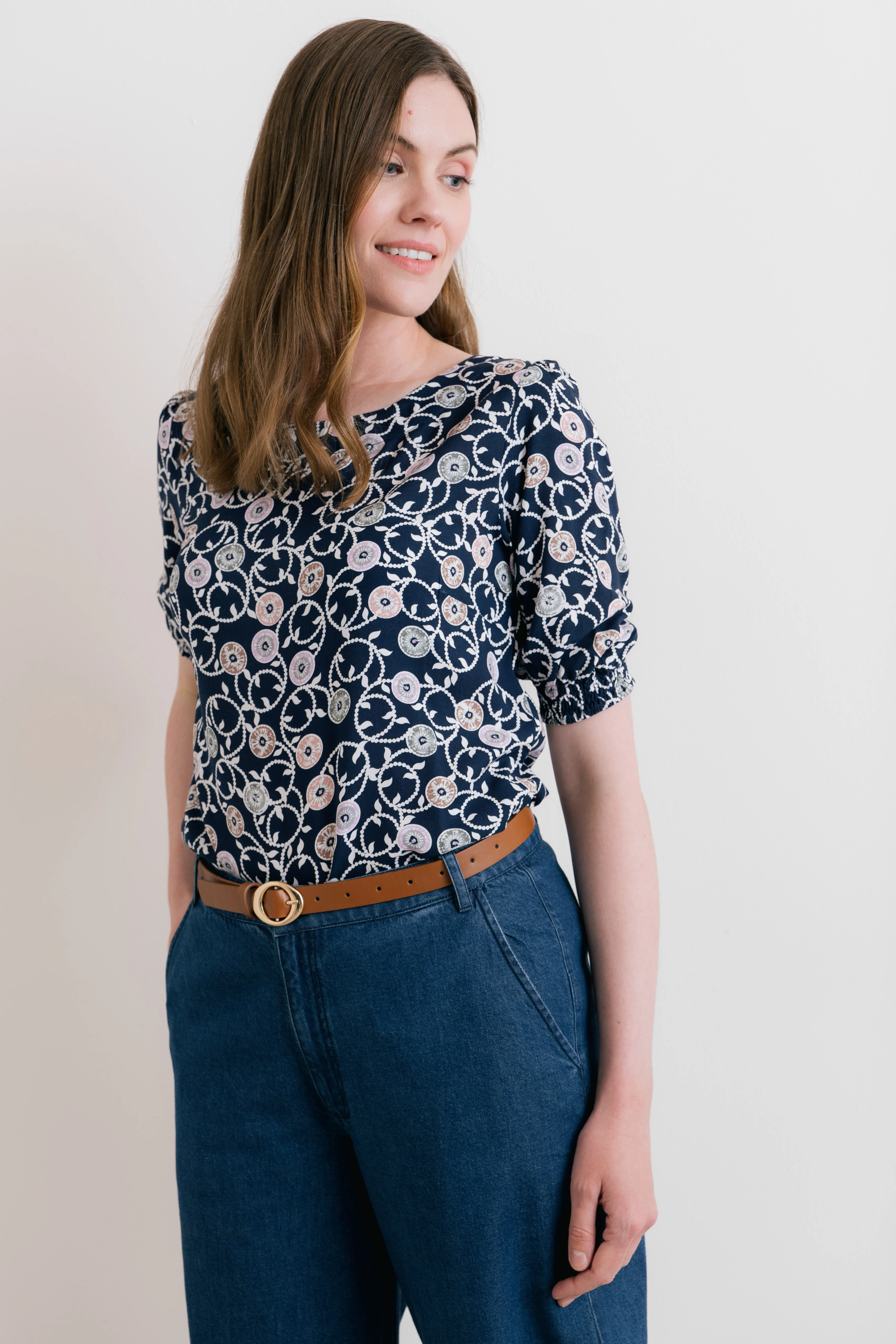 Meadow Printed Top Navy - Image 6