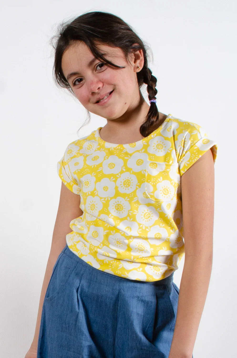 Mix and Match Two Colour Floral Yellow T-Shirt - Image 3