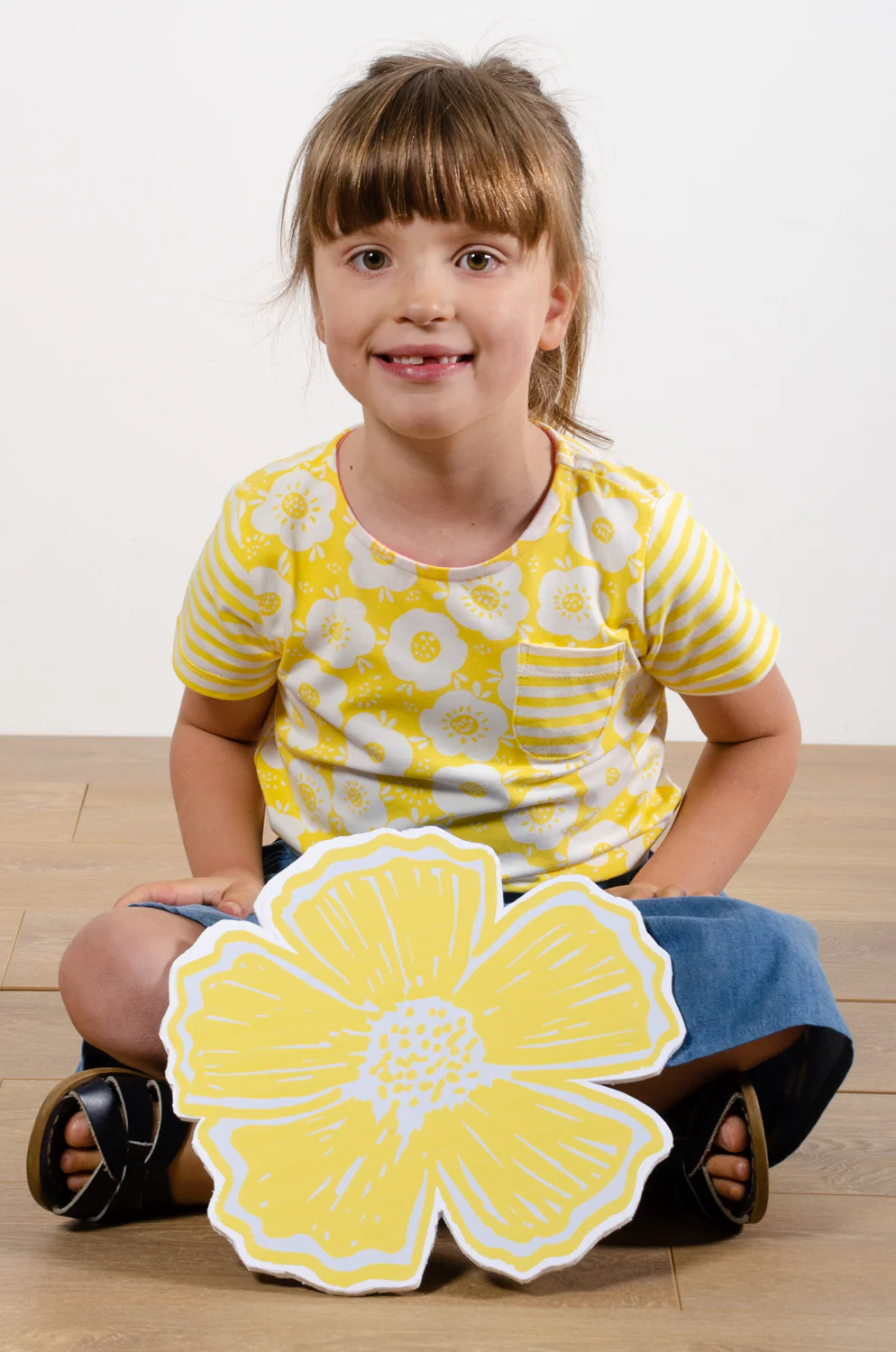 Mix and Match Two Colour Floral Yellow T-Shirt - Image 4