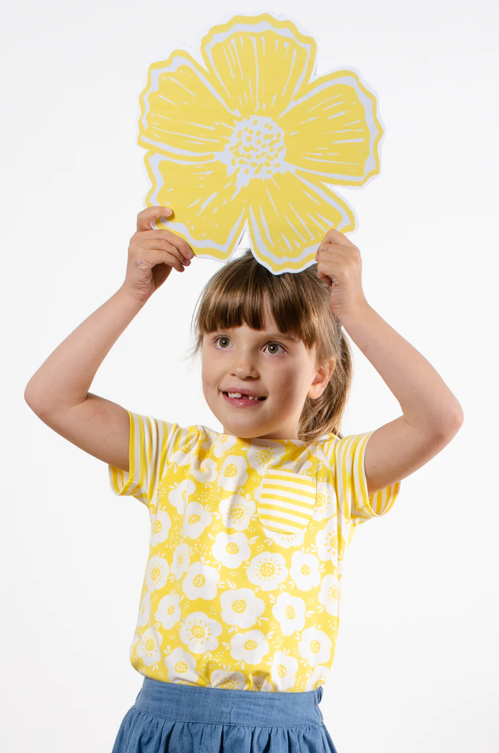 Mix and Match Two Colour Floral Yellow T-Shirt - Image 5