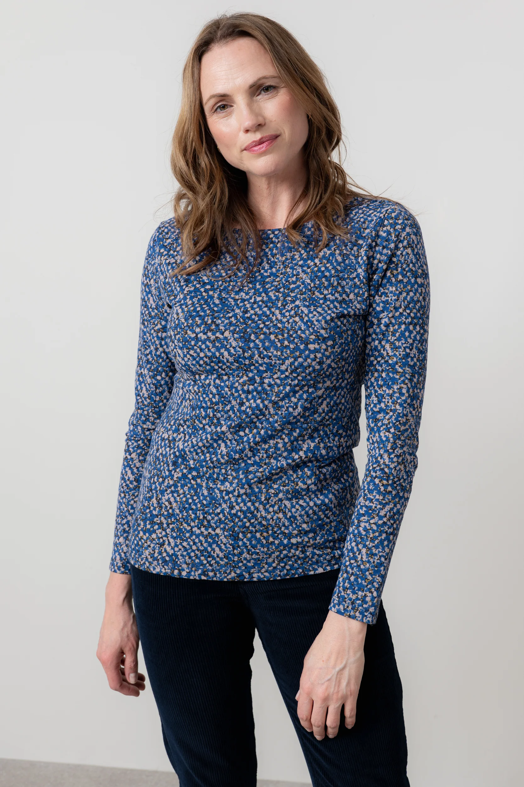 Monica Ditsy Print Organic Cotton Top Cobalt - Image 2