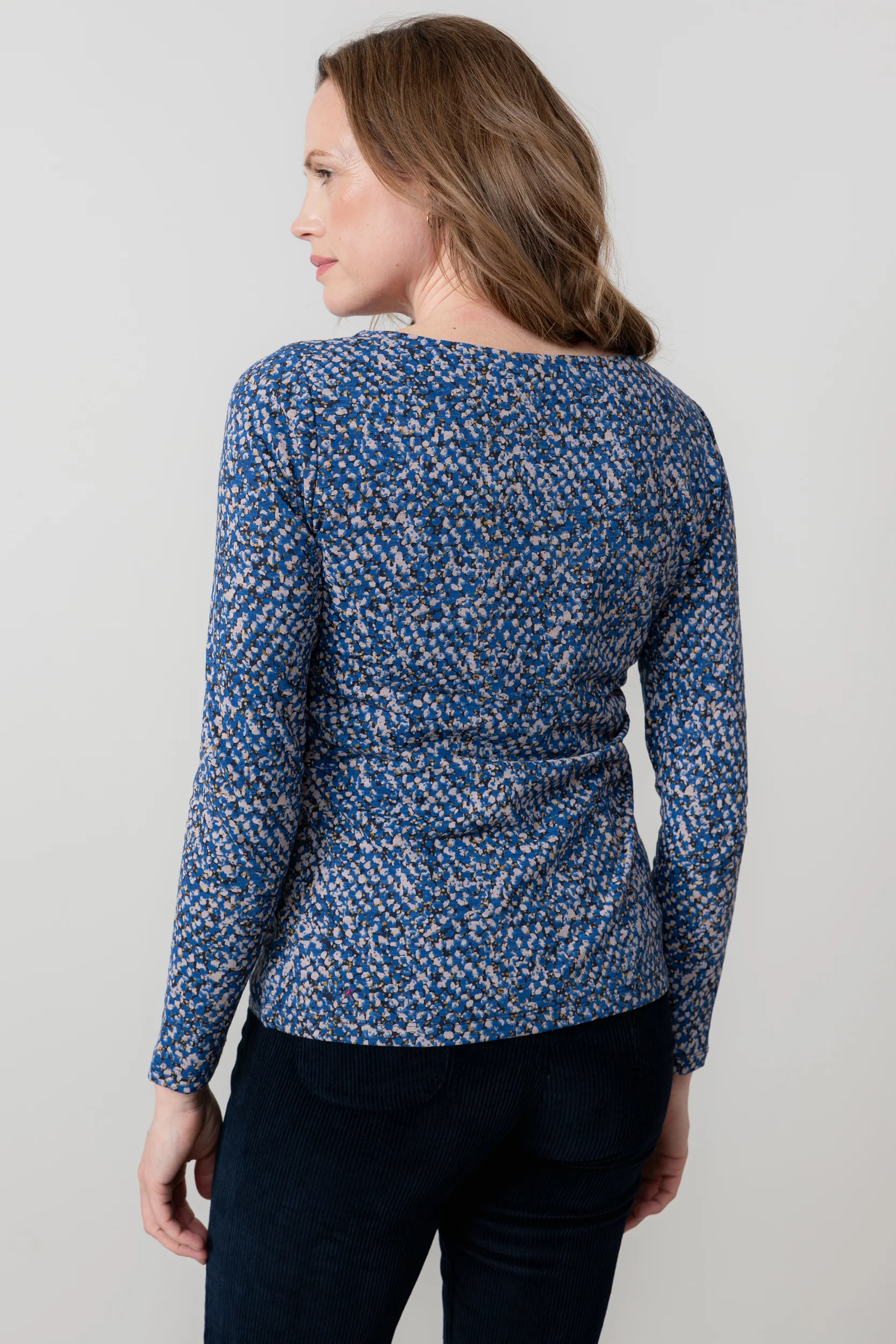 Monica Ditsy Print Organic Cotton Top Cobalt - Image 4