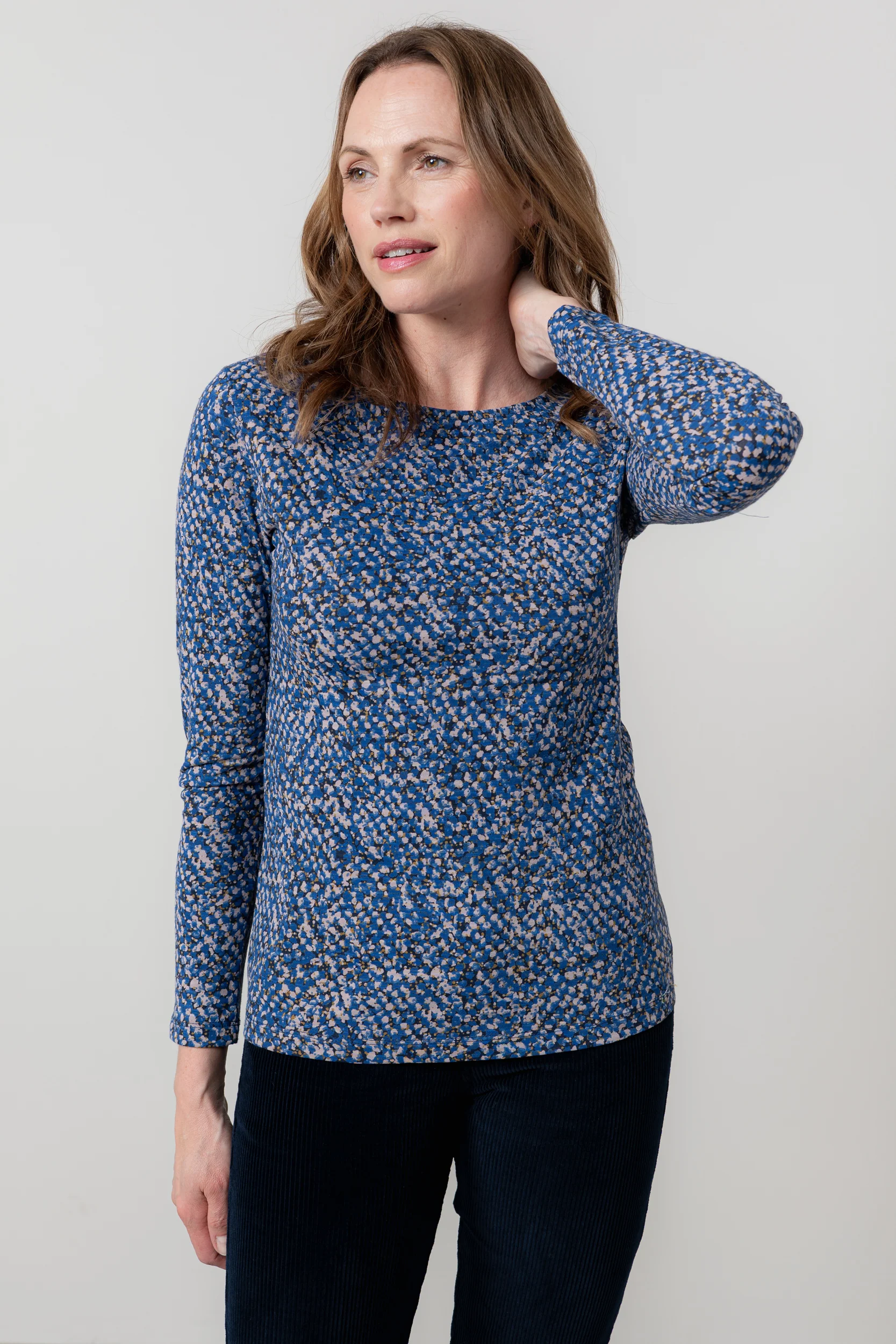 Monica Ditsy Print Organic Cotton Top Cobalt - Image 6