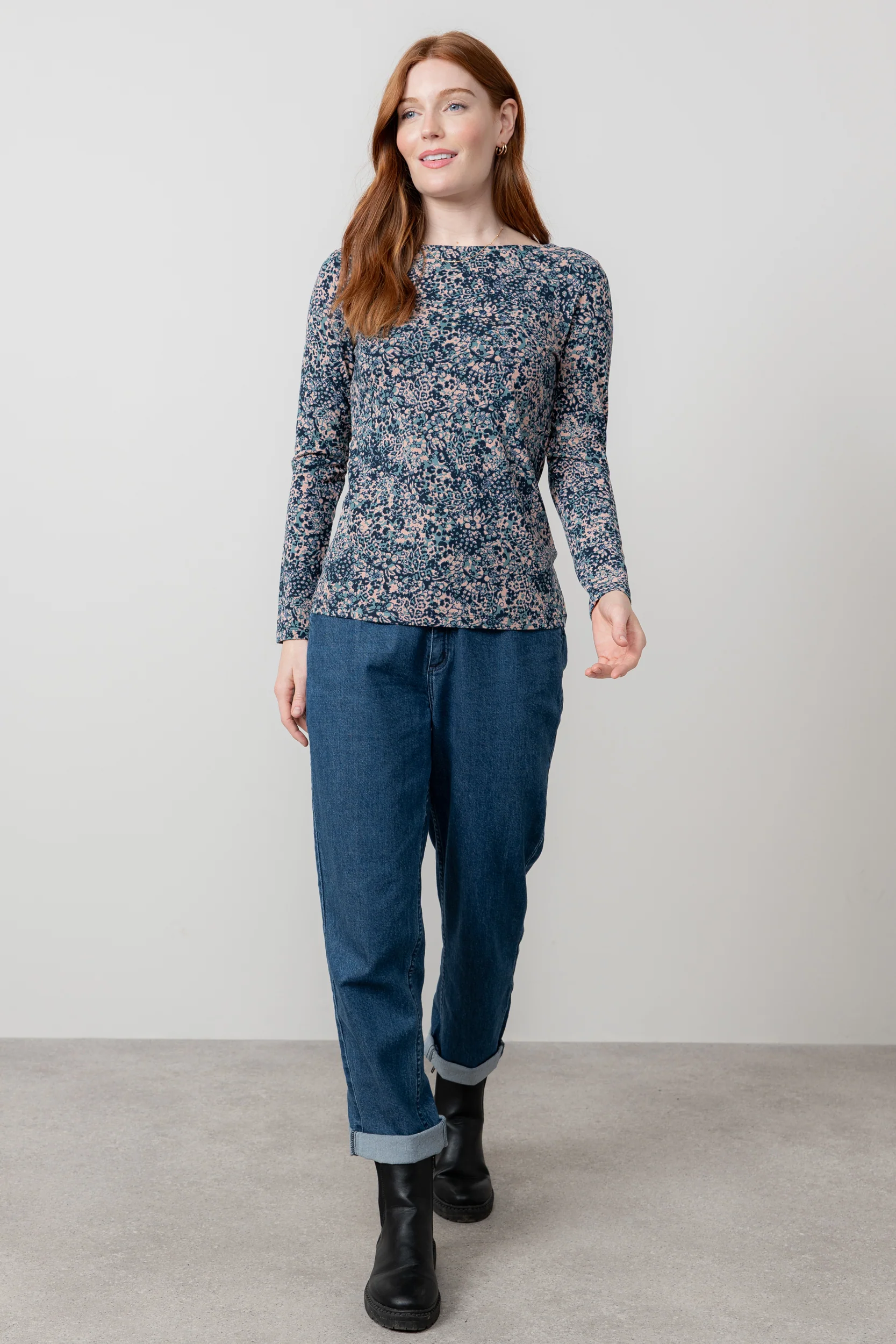 Monica Jersey Printed Top Sea Mist - Image 5