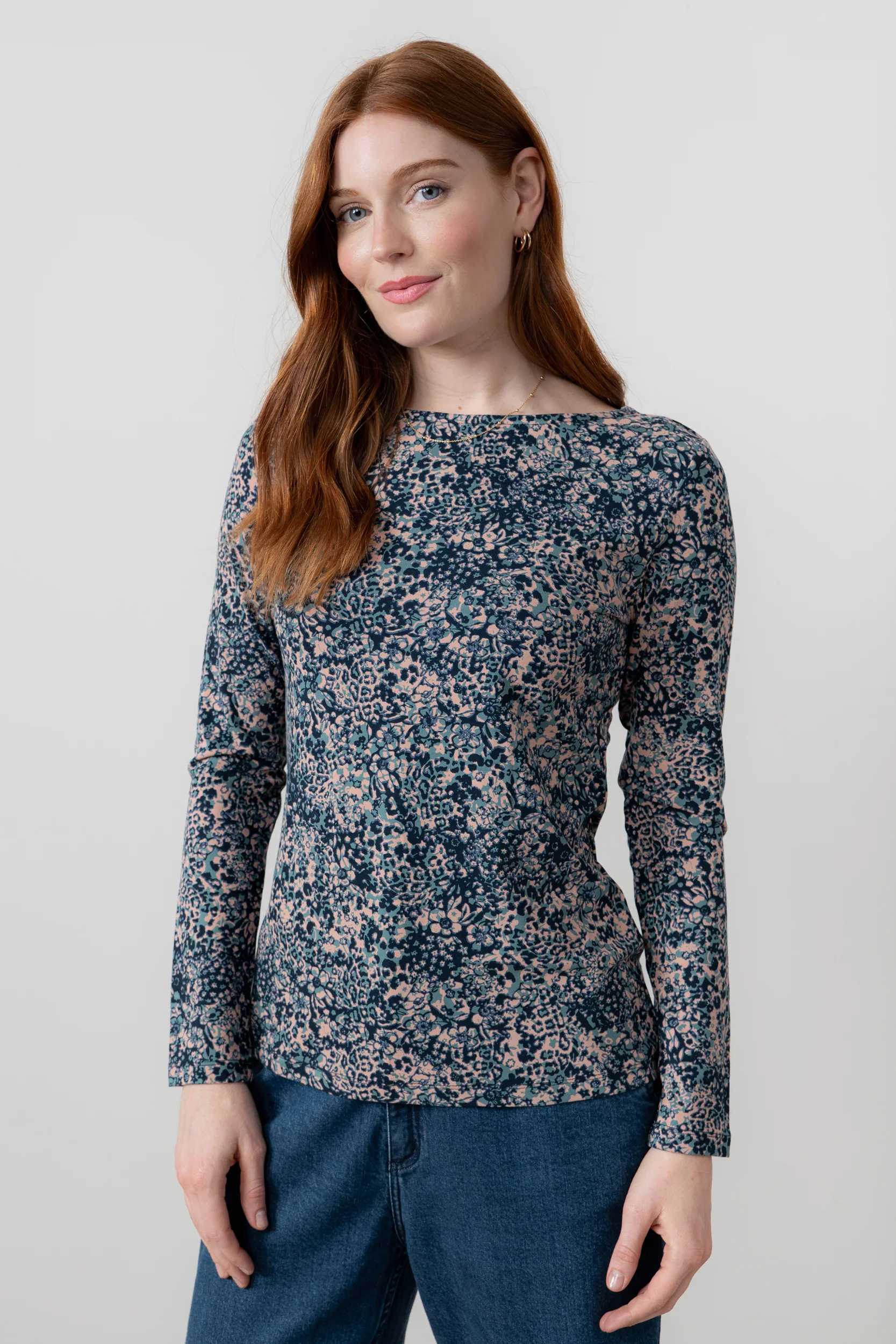 Monica Jersey Printed Top Sea Mist - Image 6
