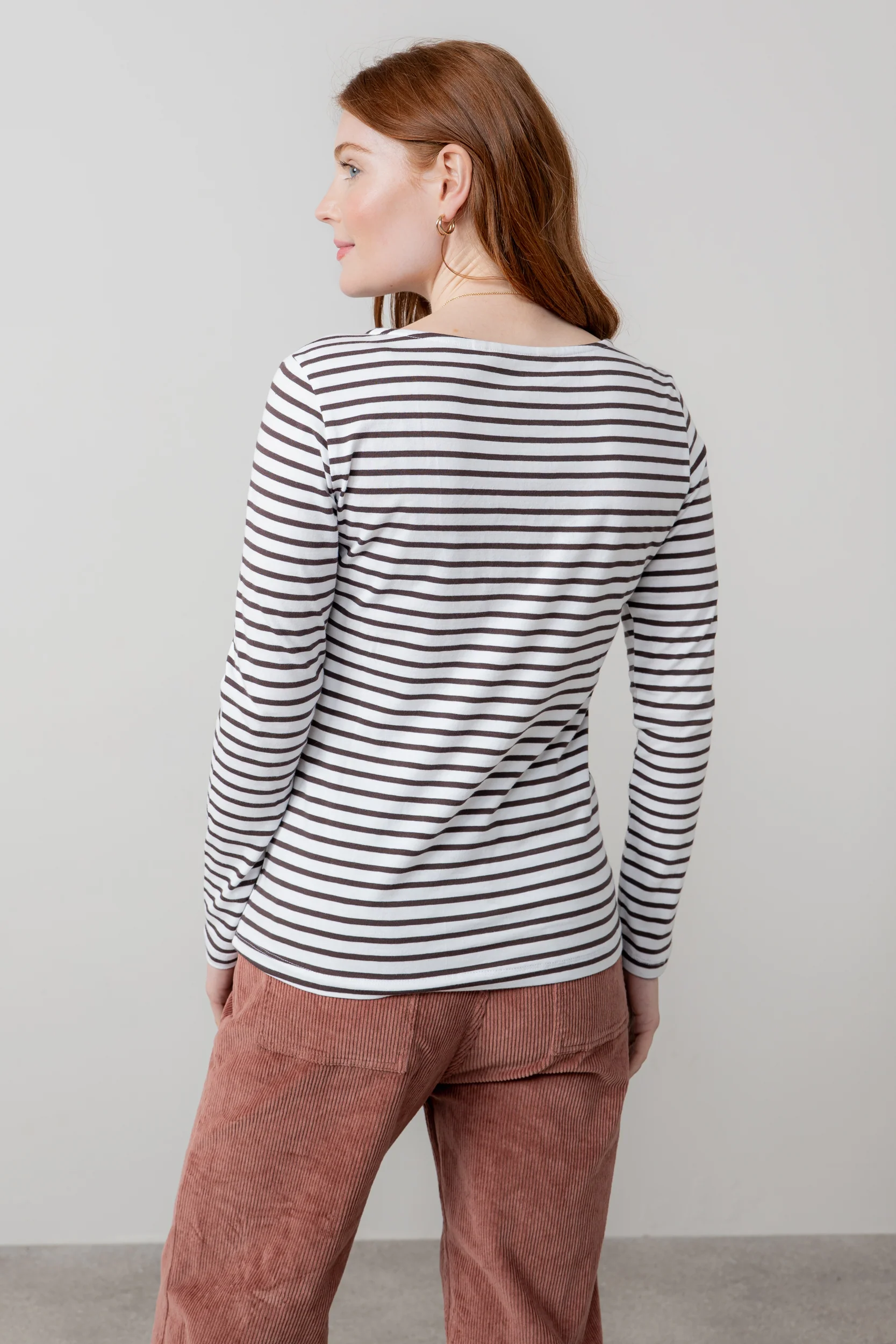 Monica Jersey Striped Long Sleeve Top Chocolate - Image 4