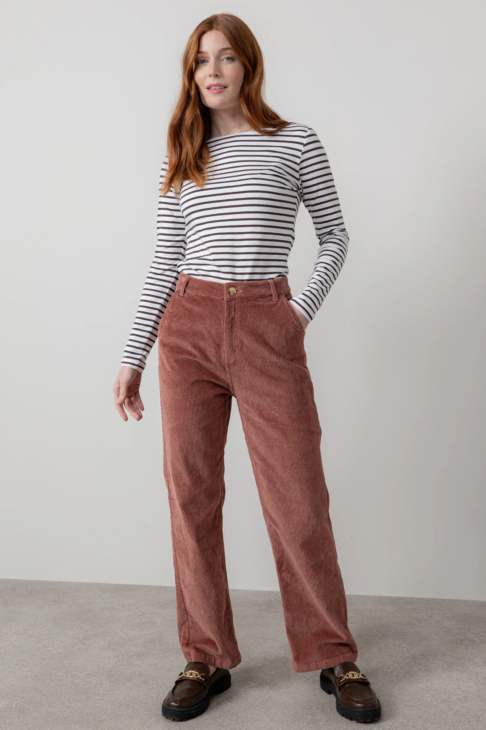 Monica Jersey Striped Long Sleeve Top Chocolate - Image 5