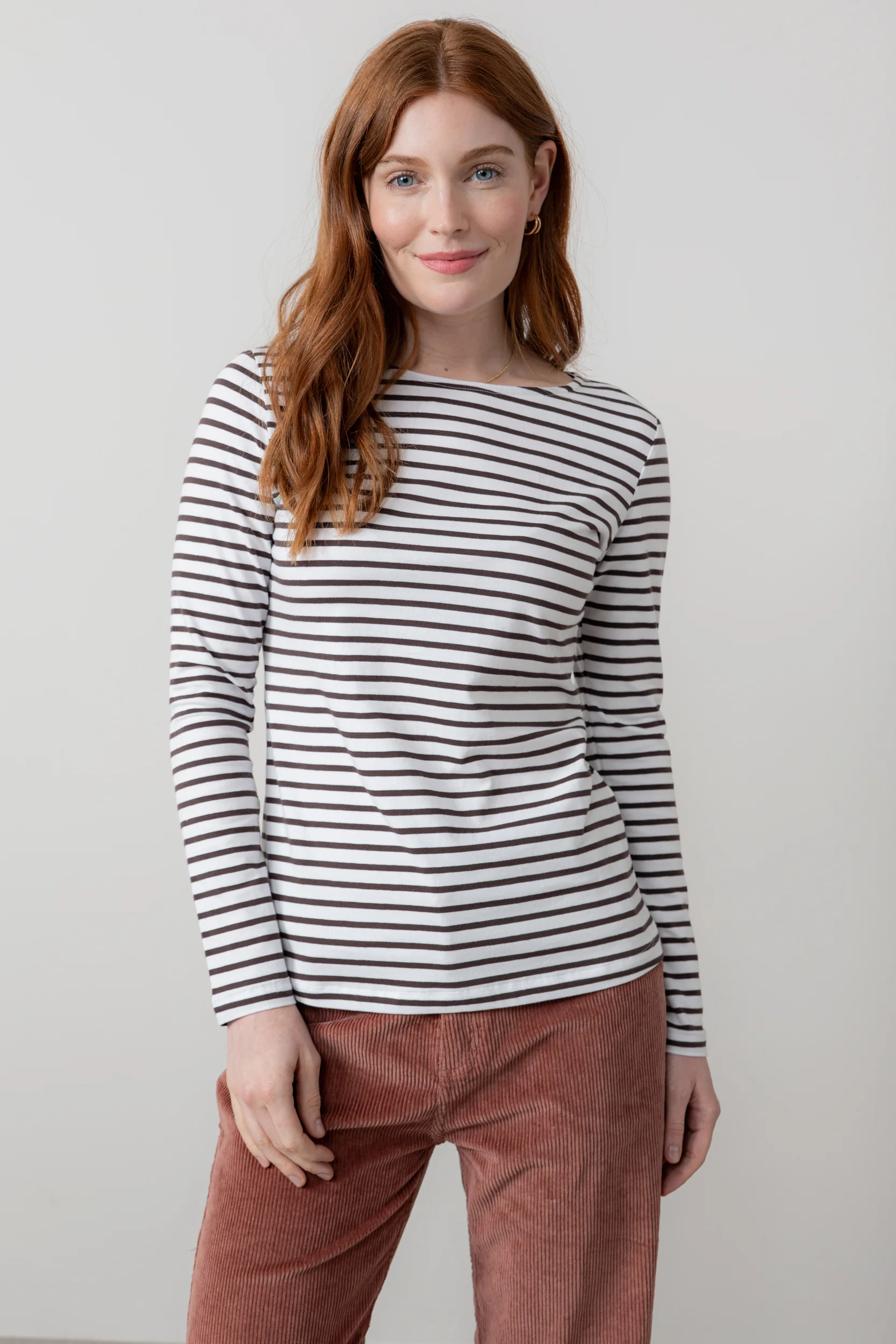 Monica Jersey Striped Long Sleeve Top Chocolate - Image 6