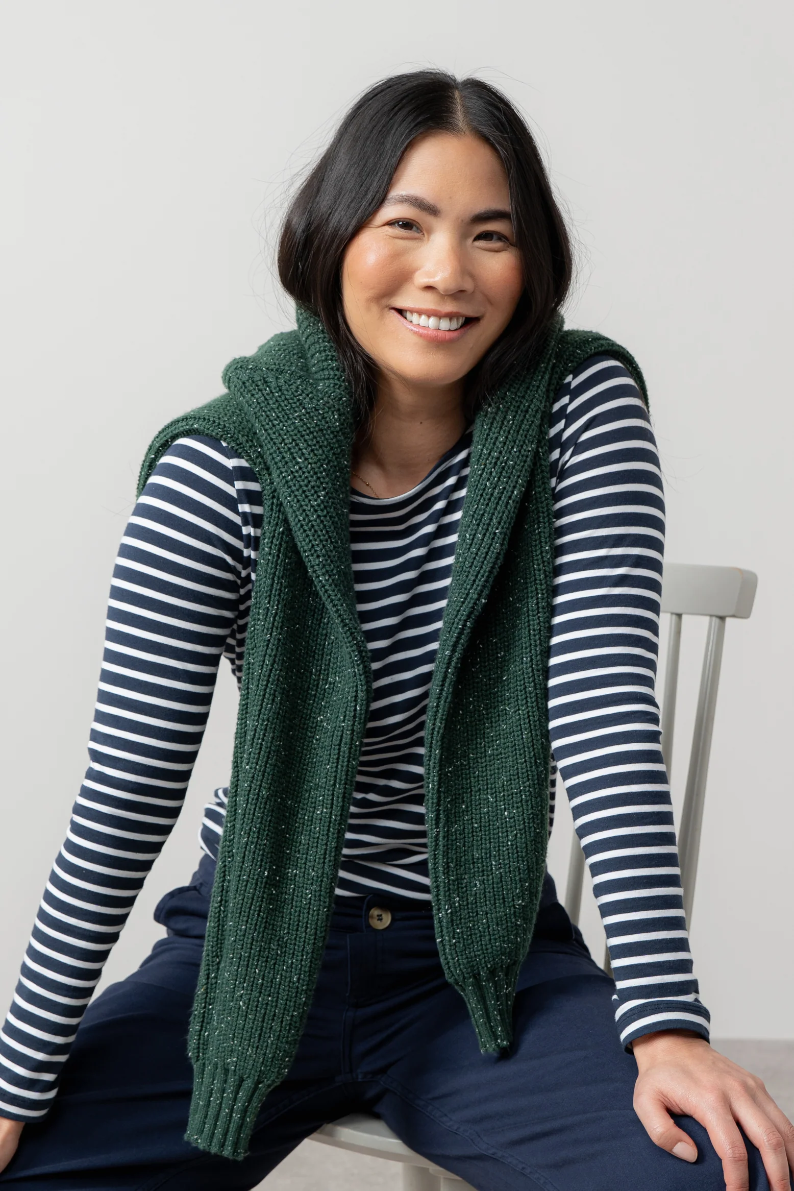 Monica Jersey Striped Long Sleeve Top Navy - Image 3