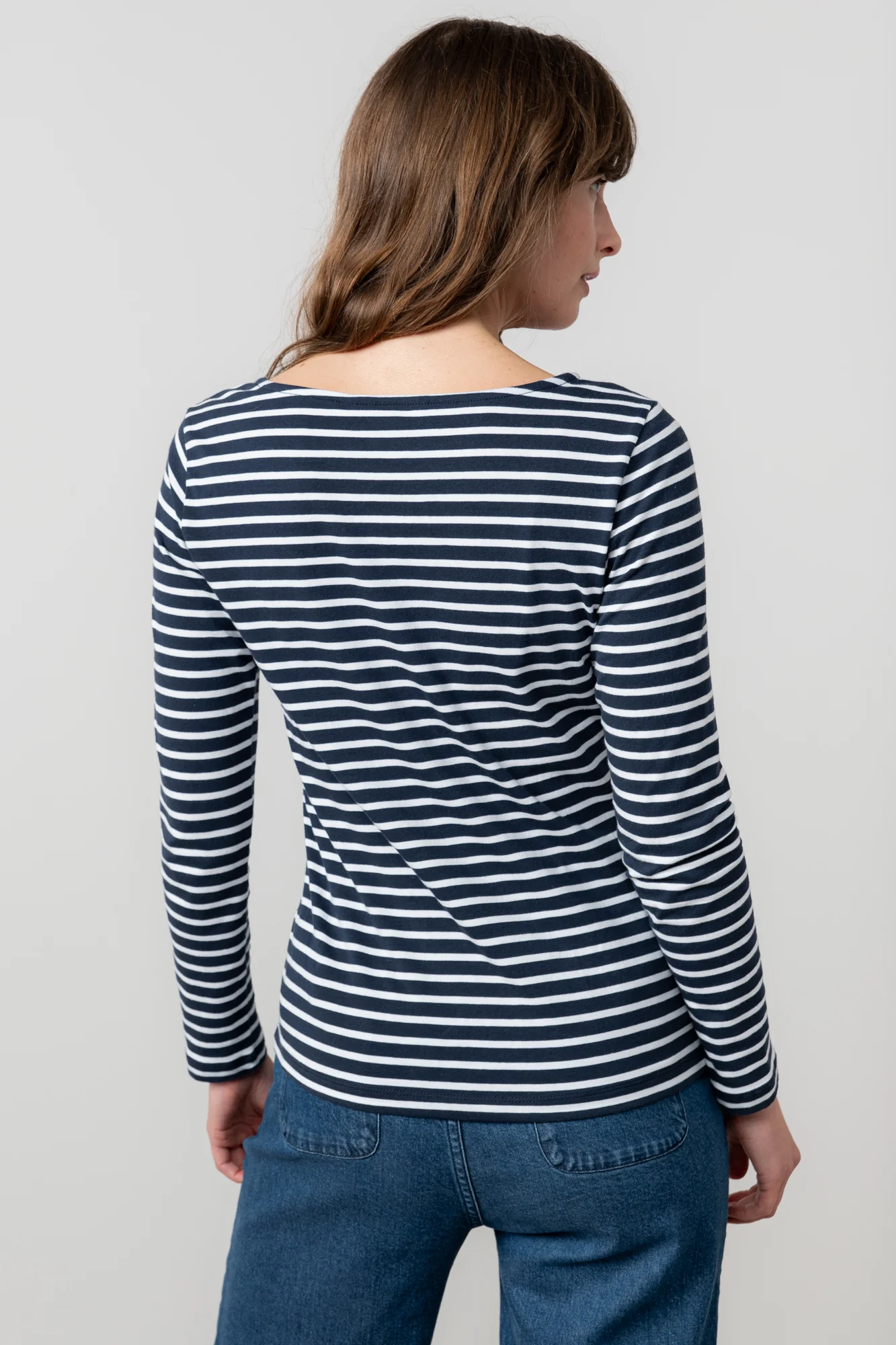 Monica Jersey Striped Long Sleeve Top Navy - Image 6