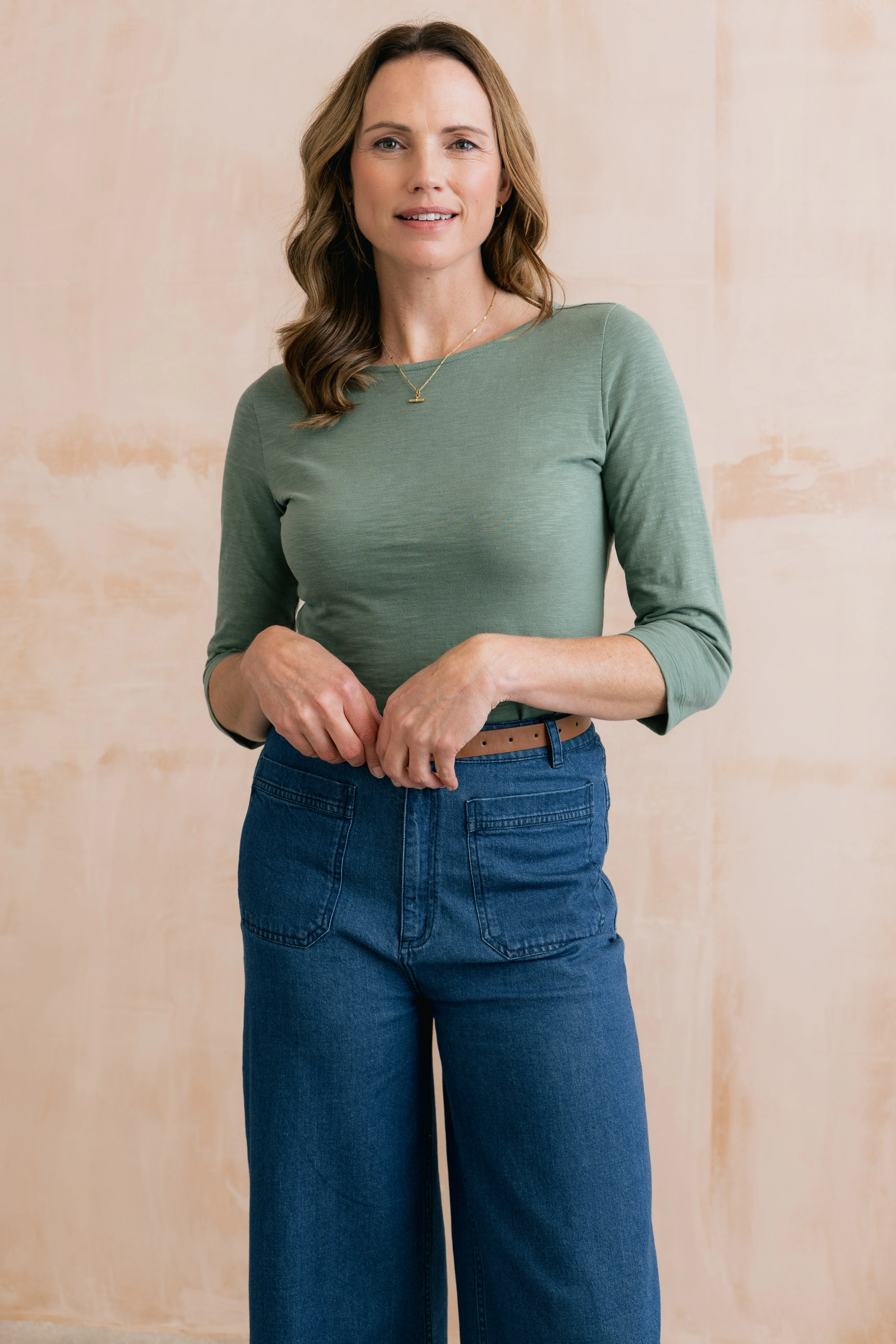 Monica Organic Cotton Jersey Top Laurel Green - Image 2