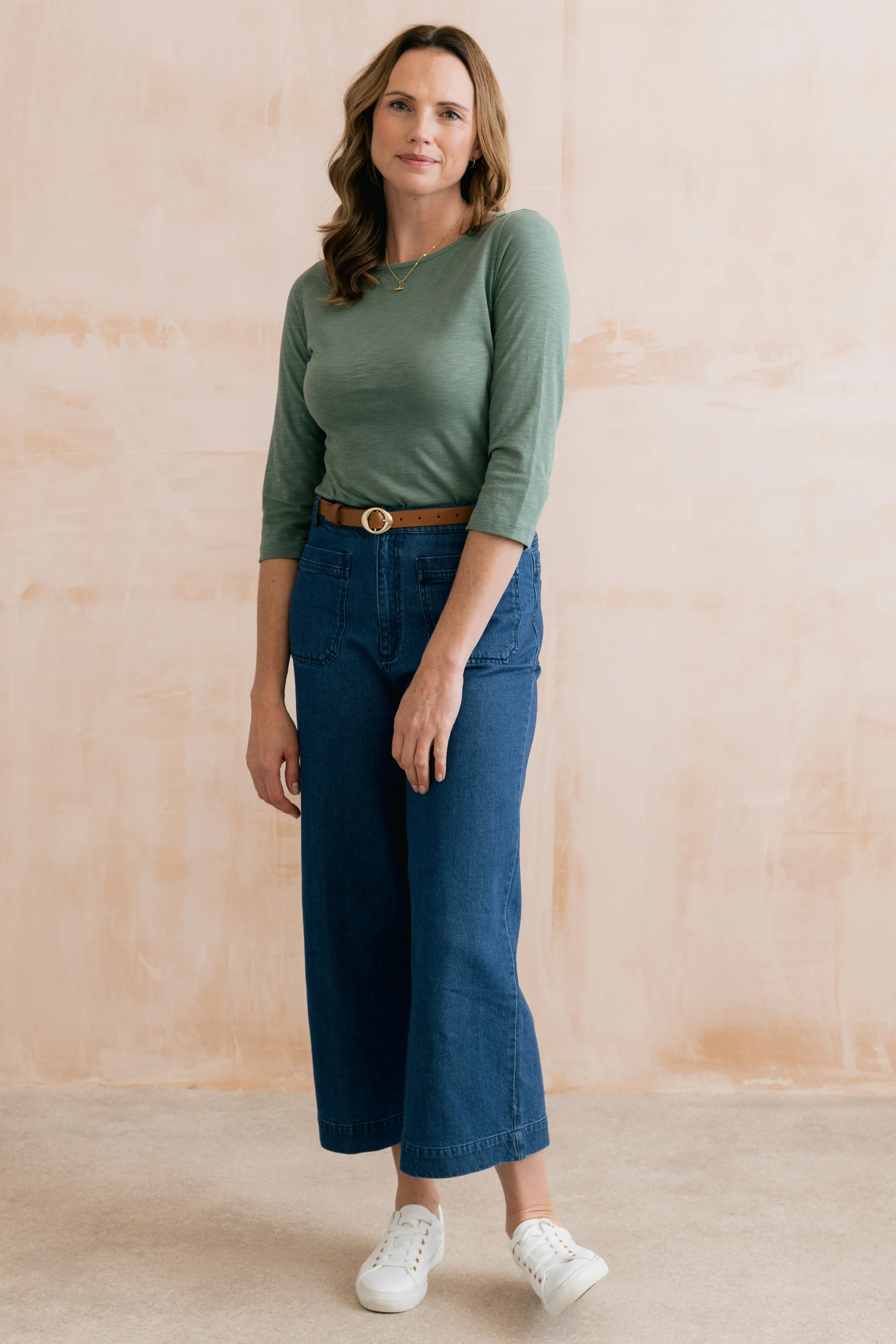Monica Organic Cotton Jersey Top Laurel Green - Image 3