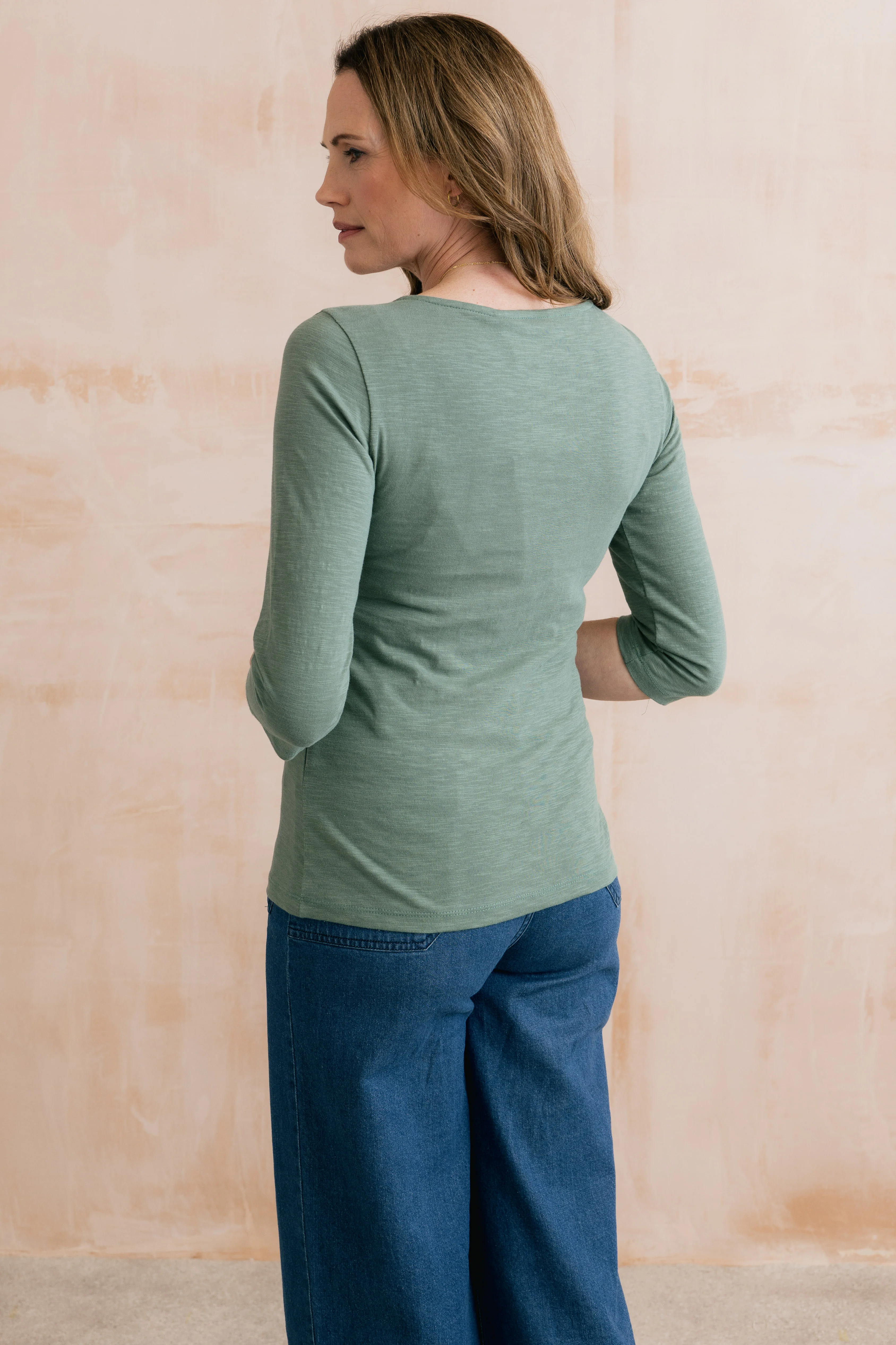 Monica Organic Cotton Jersey Top Laurel Green - Image 4