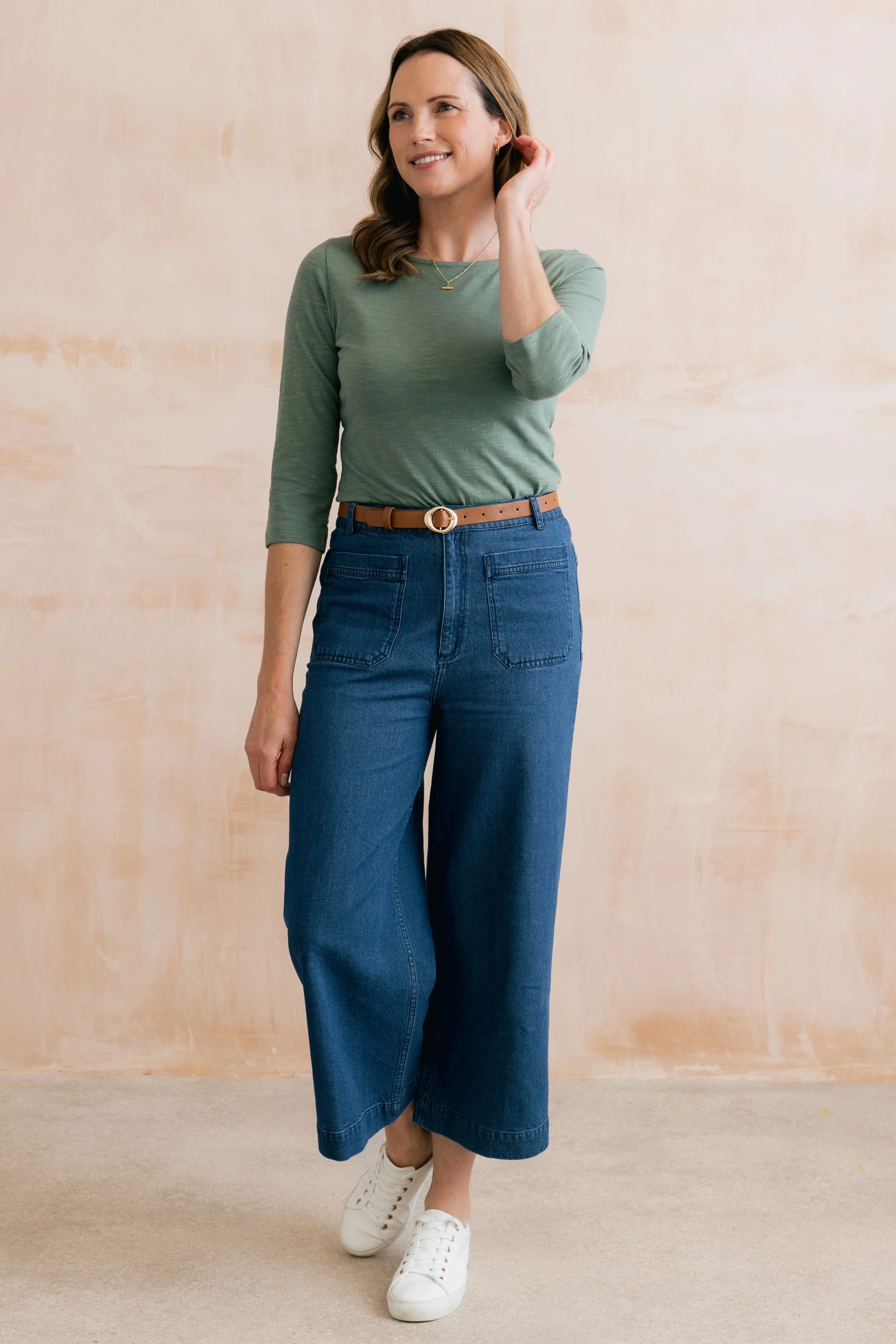 Monica Organic Cotton Jersey Top Laurel Green - Image 5