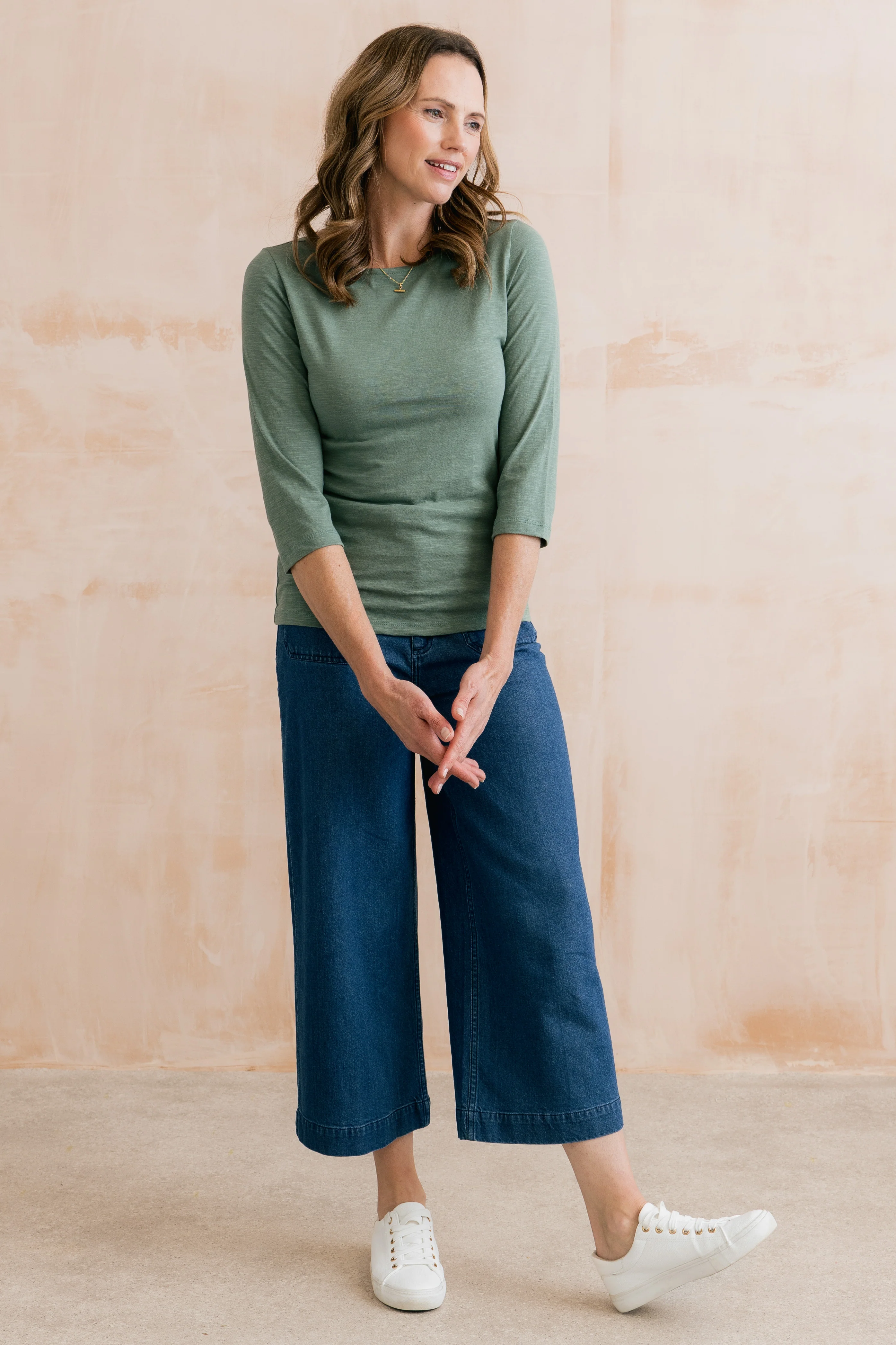 Monica Organic Cotton Jersey Top Laurel Green - Image 6