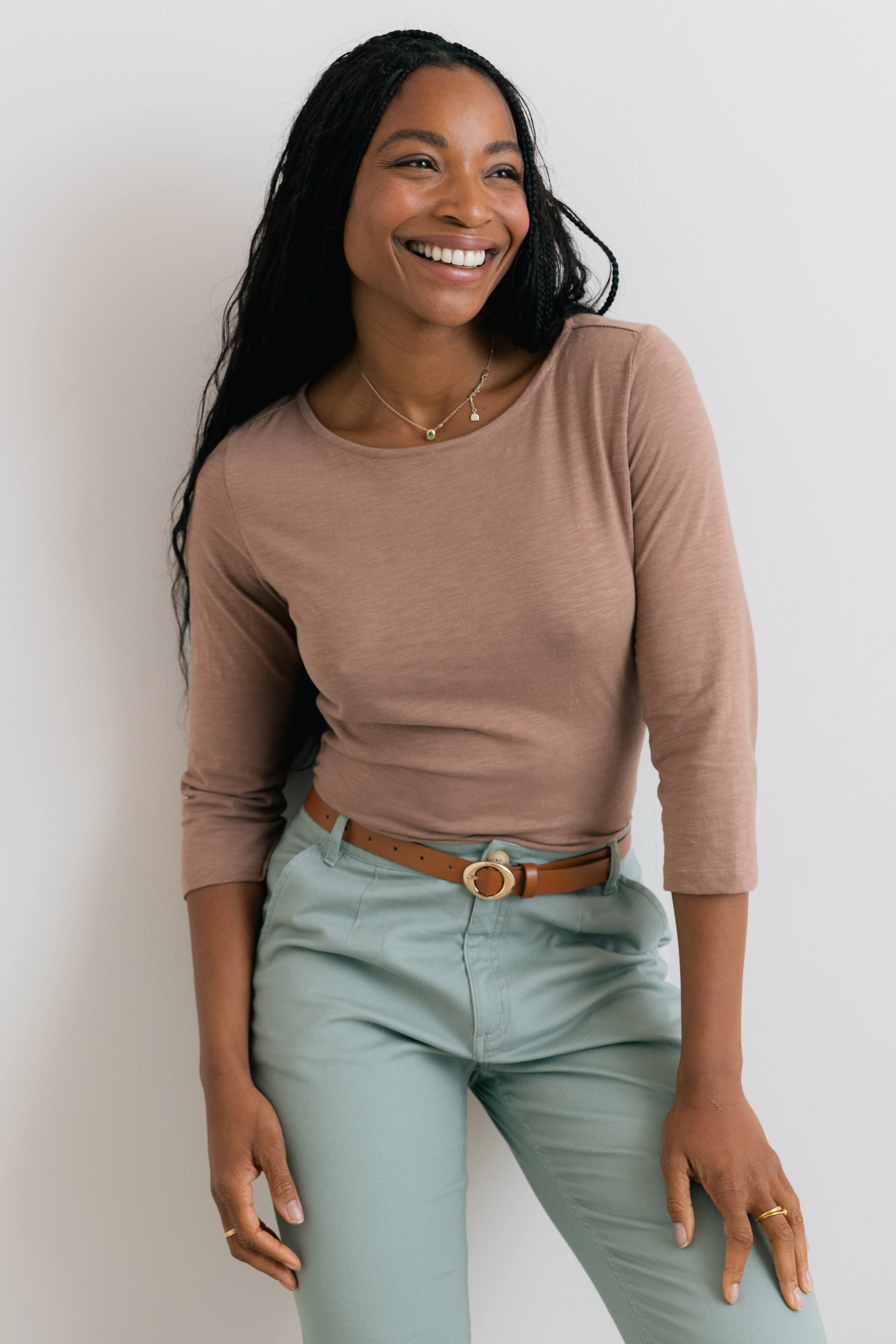 Monica Organic Cotton Jersey Top Mocha - Image 3