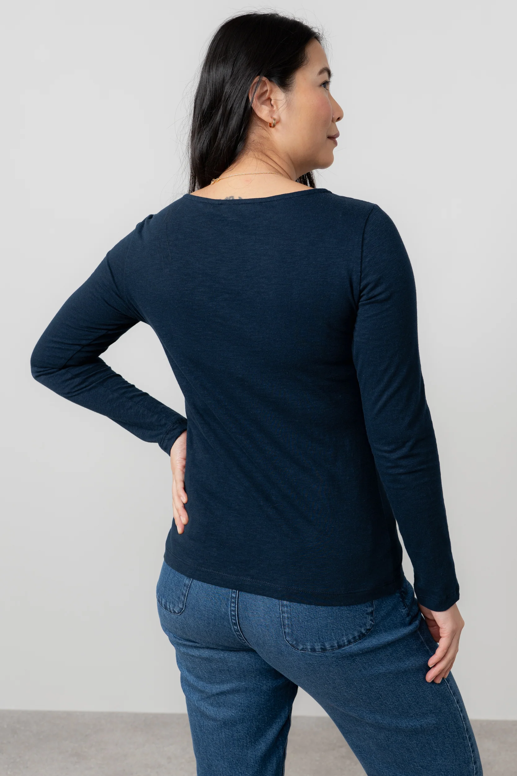Monica Organic Cotton Jersey Top Navy - Image 4