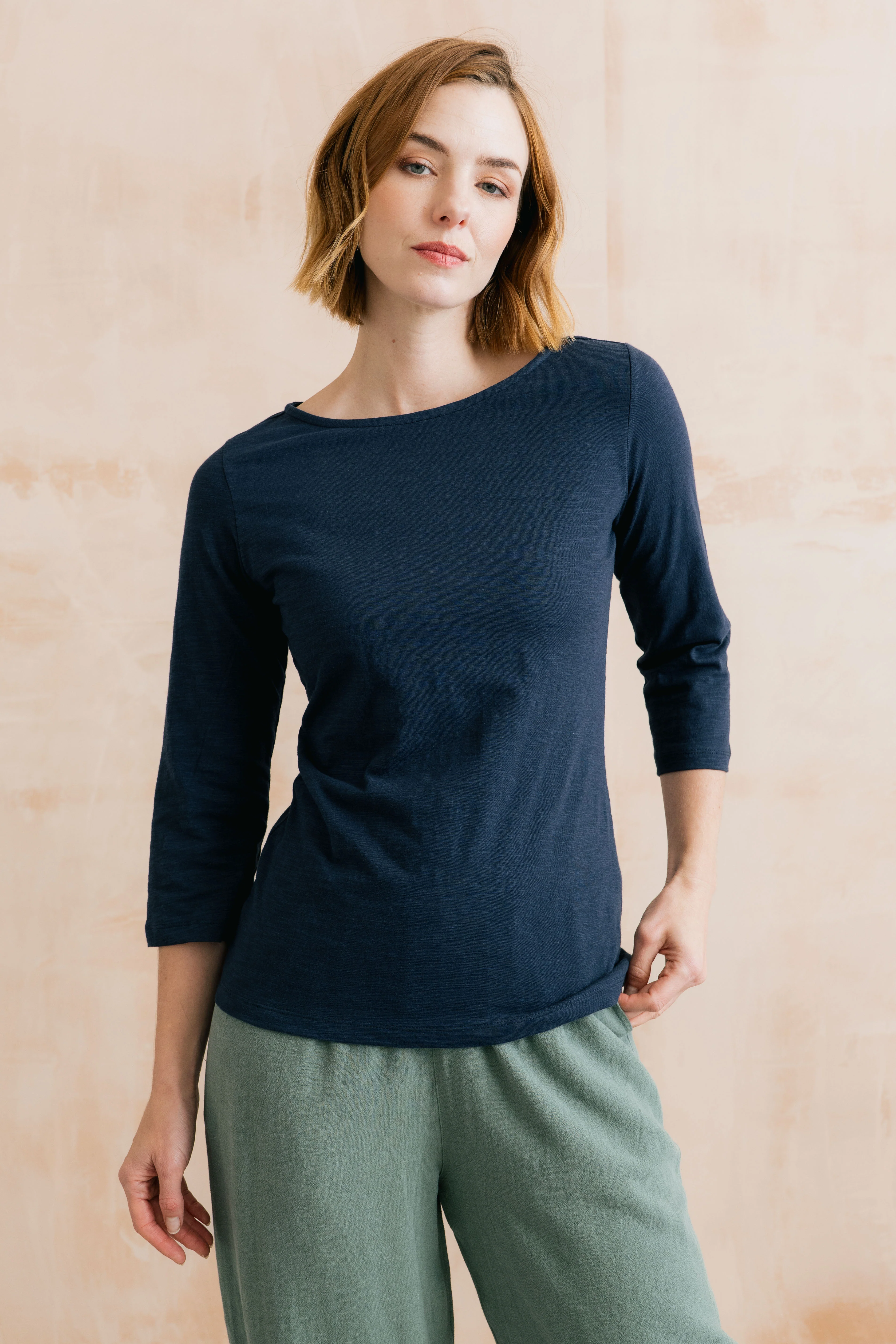 Monica Organic Cotton Jersey Top Navy - Image 3
