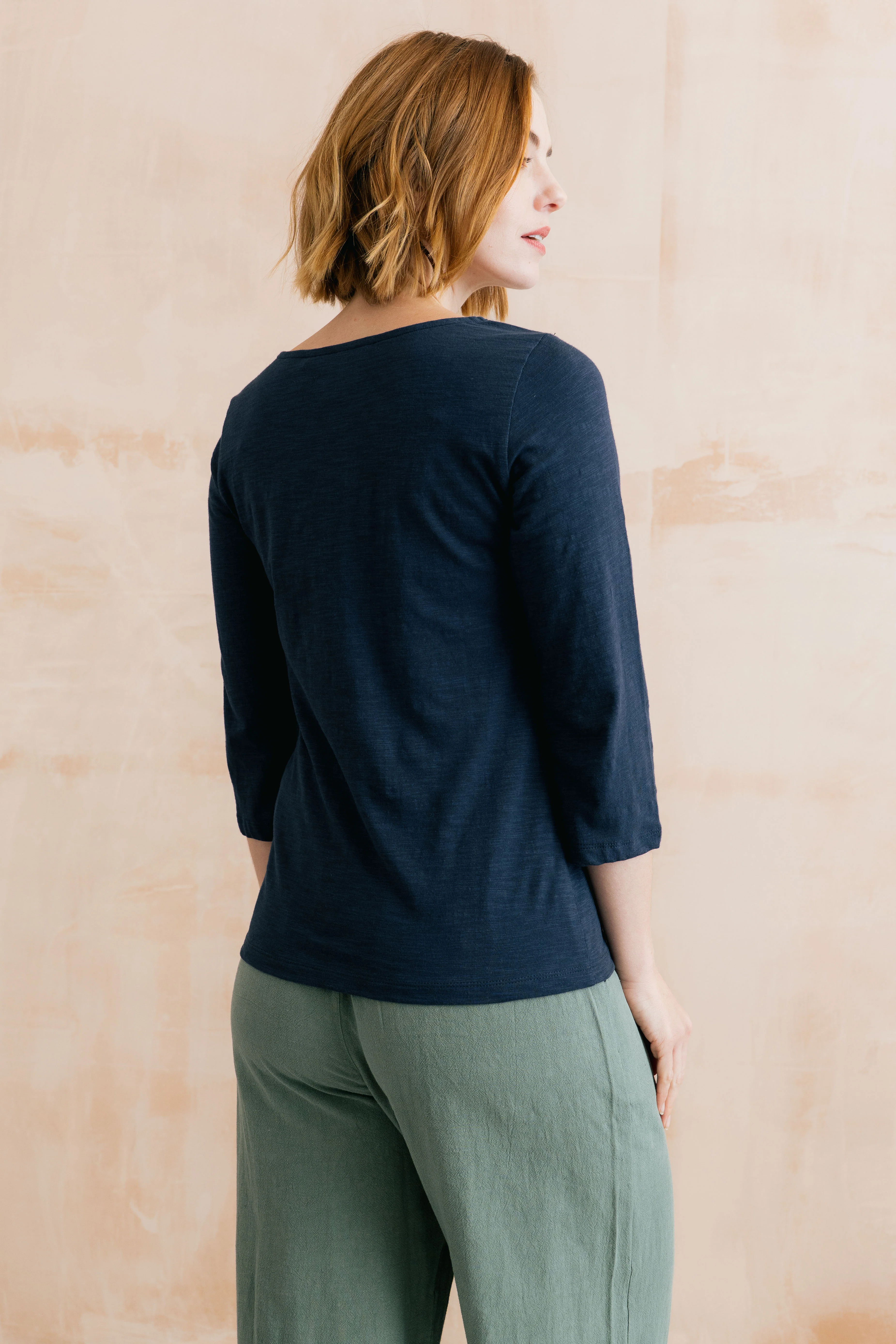 Monica Organic Cotton Jersey Top Navy - Image 4