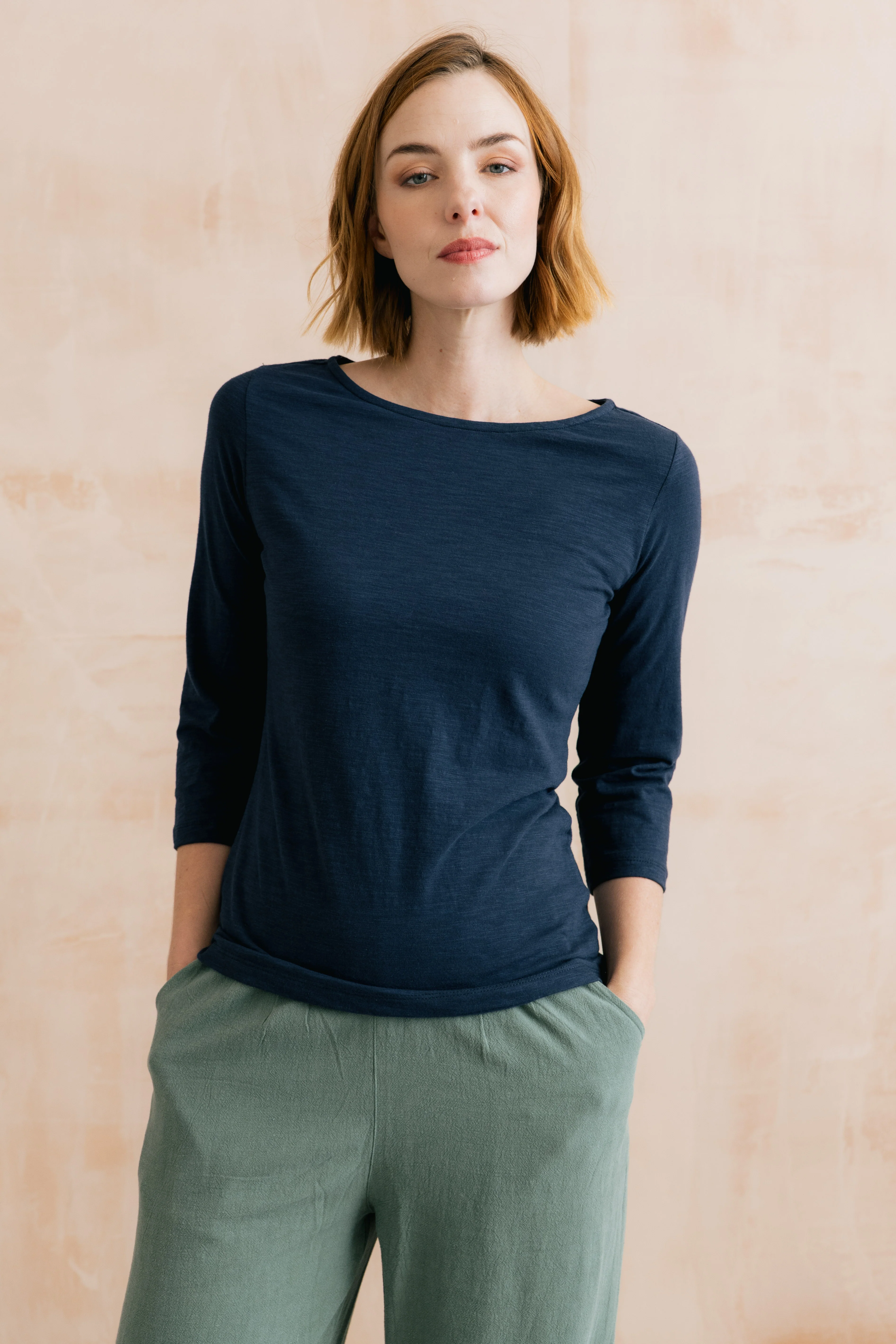 Monica Organic Cotton Jersey Top Navy - Image 5