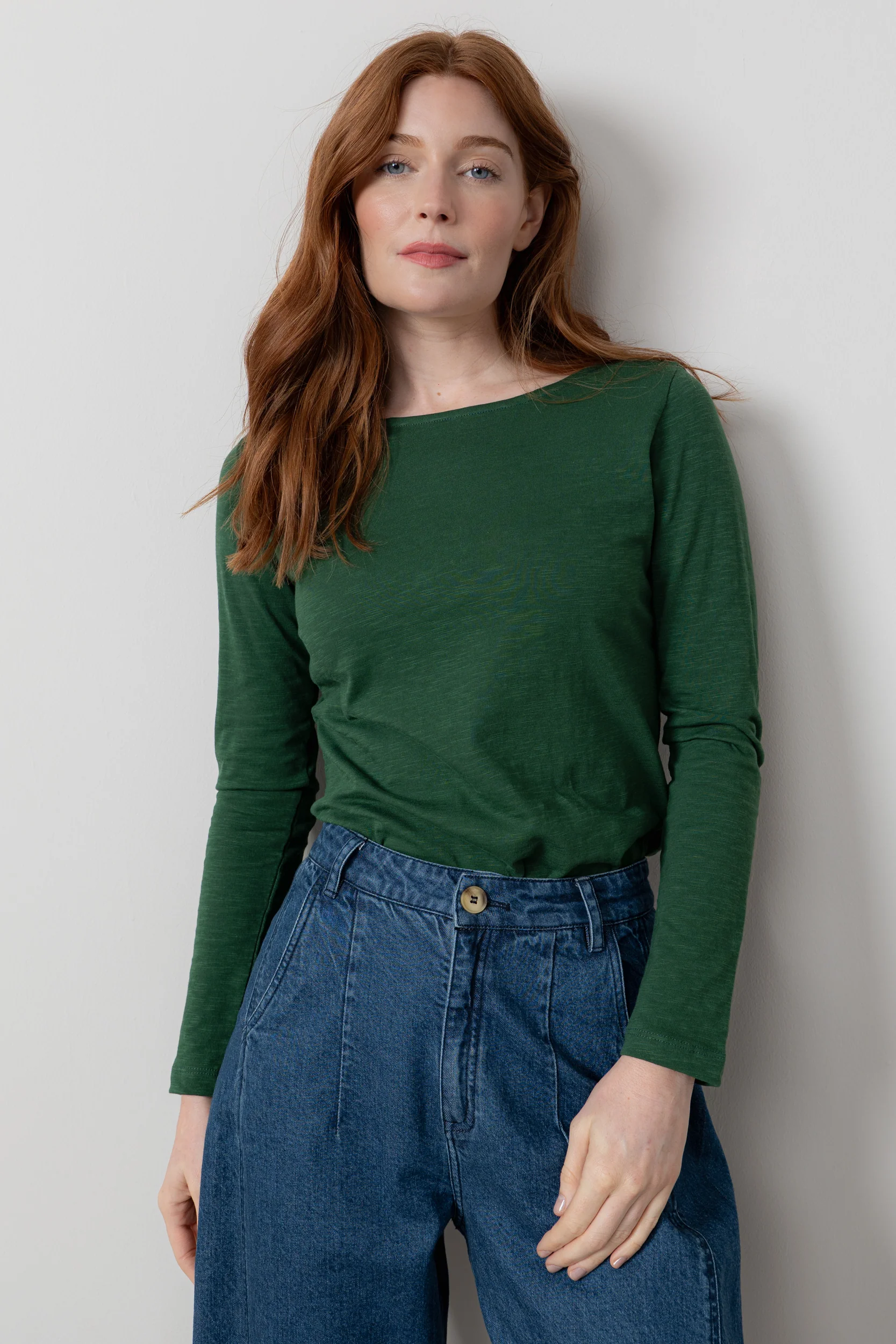Monica Organic Cotton Jersey Top Pine Green - Image 2