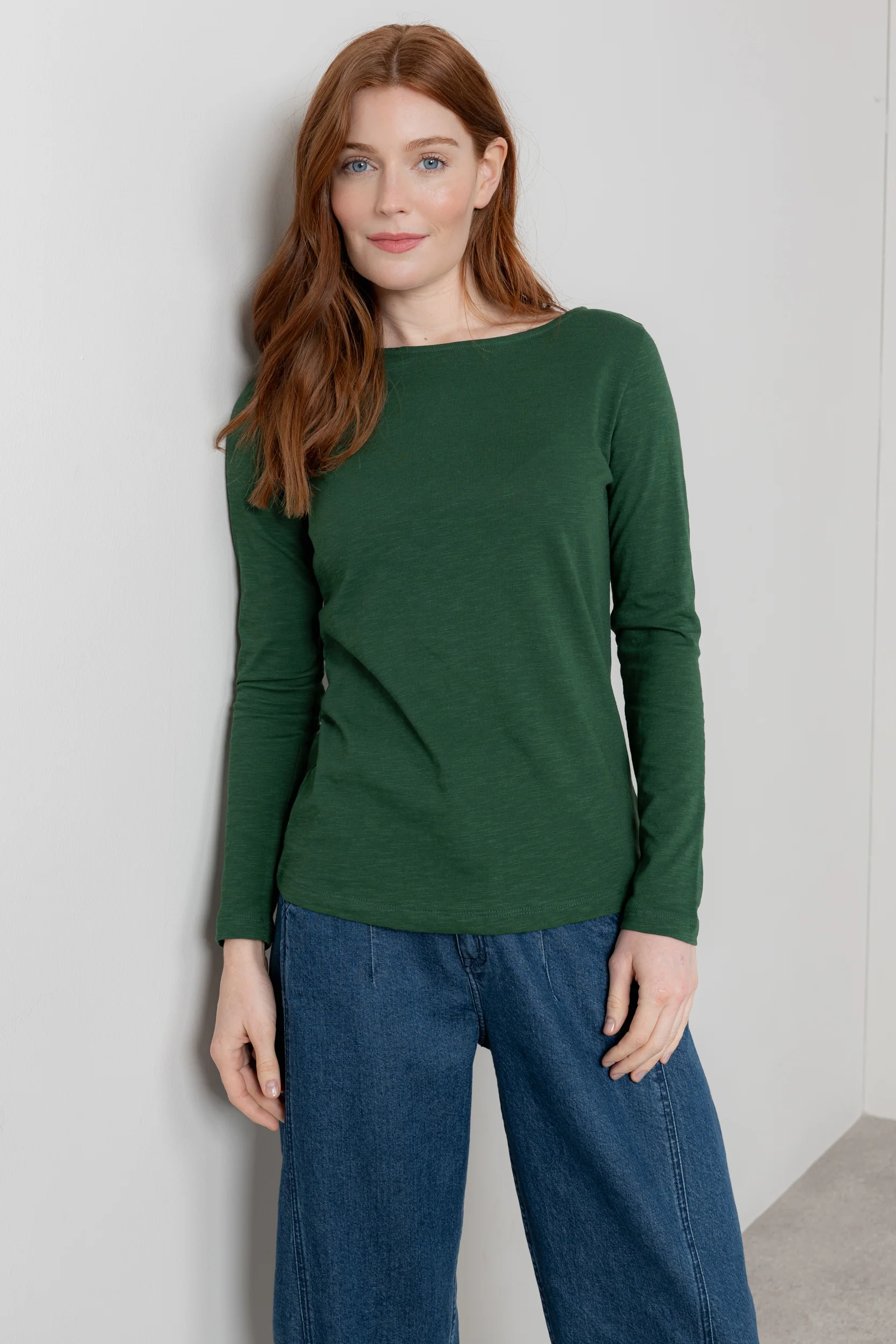 Monica Organic Cotton Jersey Top Pine Green - Image 3